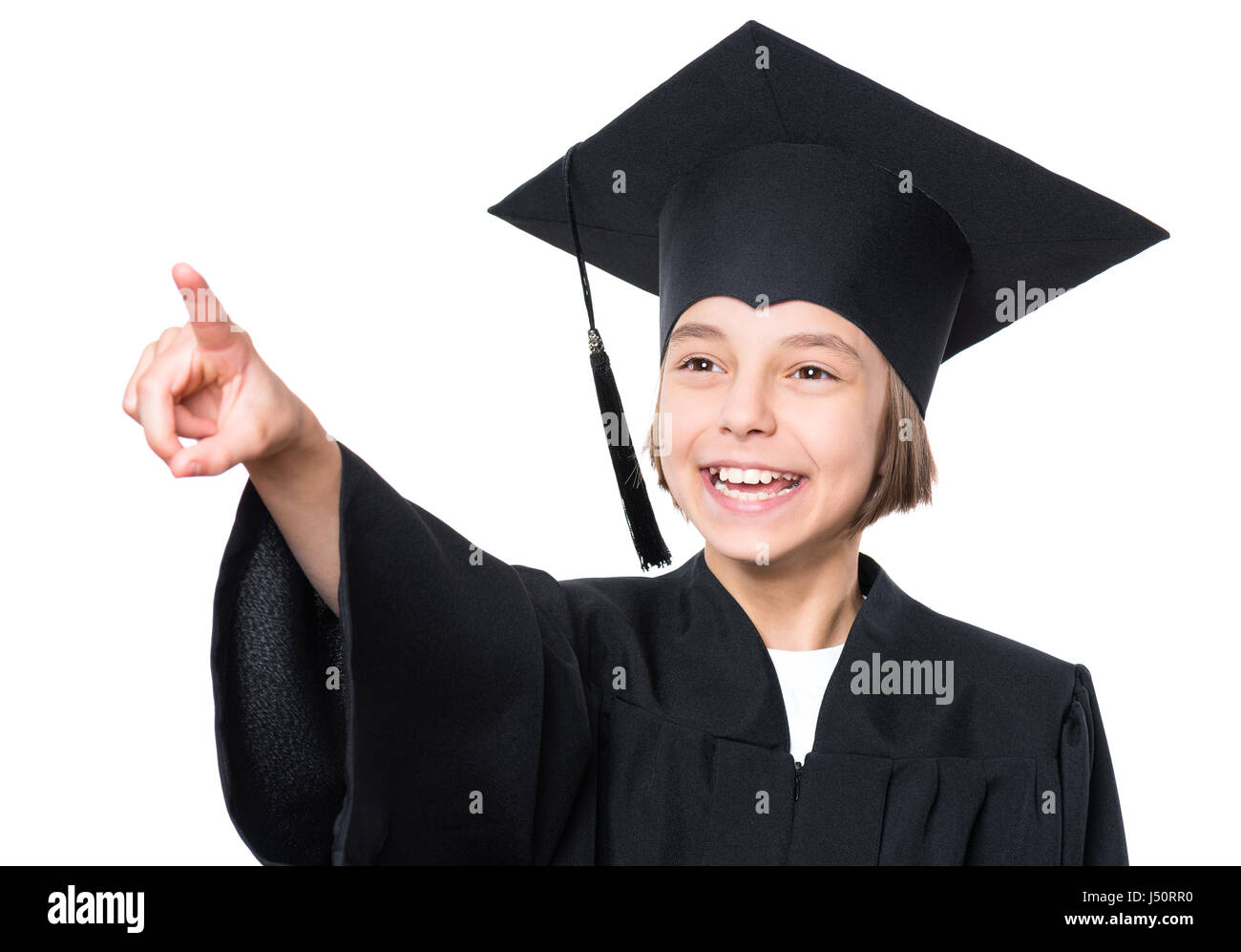 Graduate little girl student Stock Photo