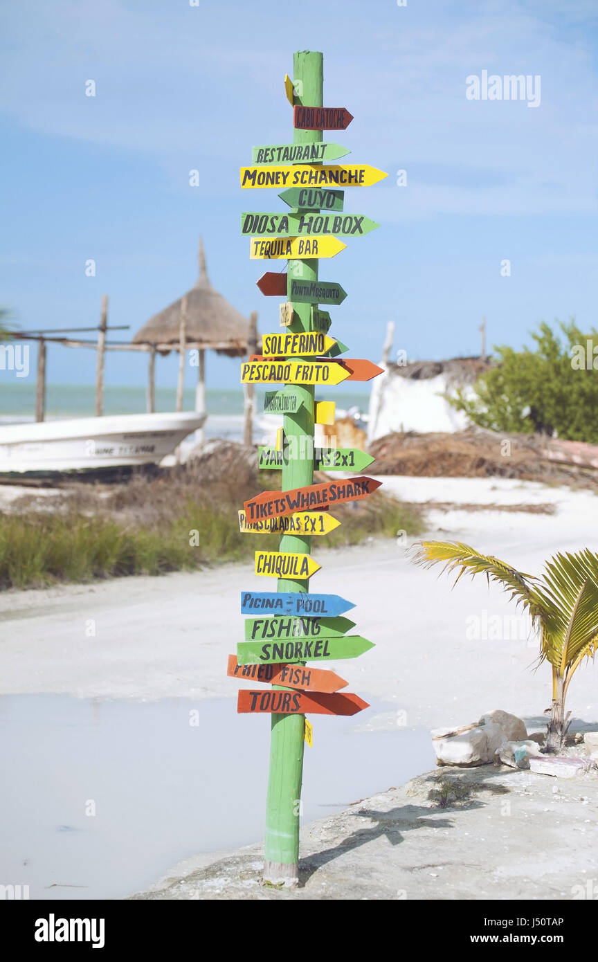 direction signs on a beach Stock Photo Alamy
