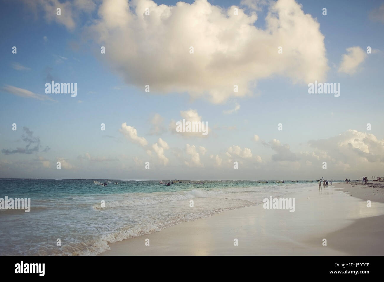 mexican beach with clouds in tulum Stock Photo - Alamy