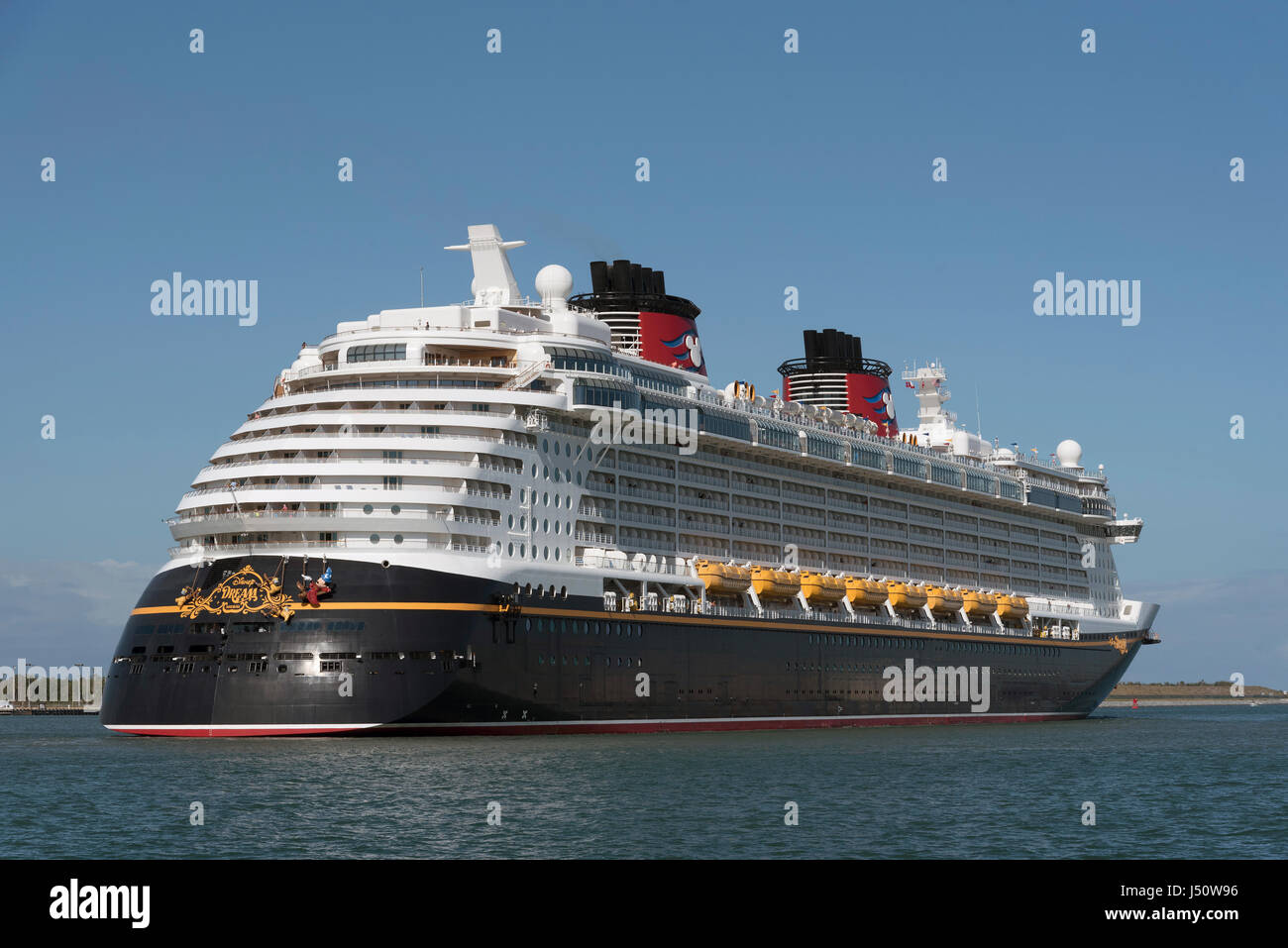 The Disney Dream cruise ship departing Port canaveral Florida USA. April 2017 Stock Photo