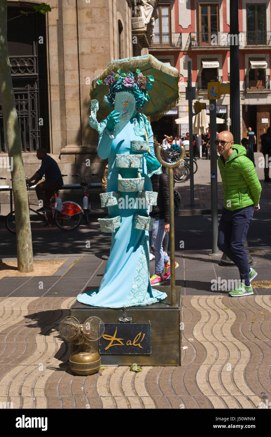 Mime statues on La Rambla in Barcelona Spain ES EU Stock Photo