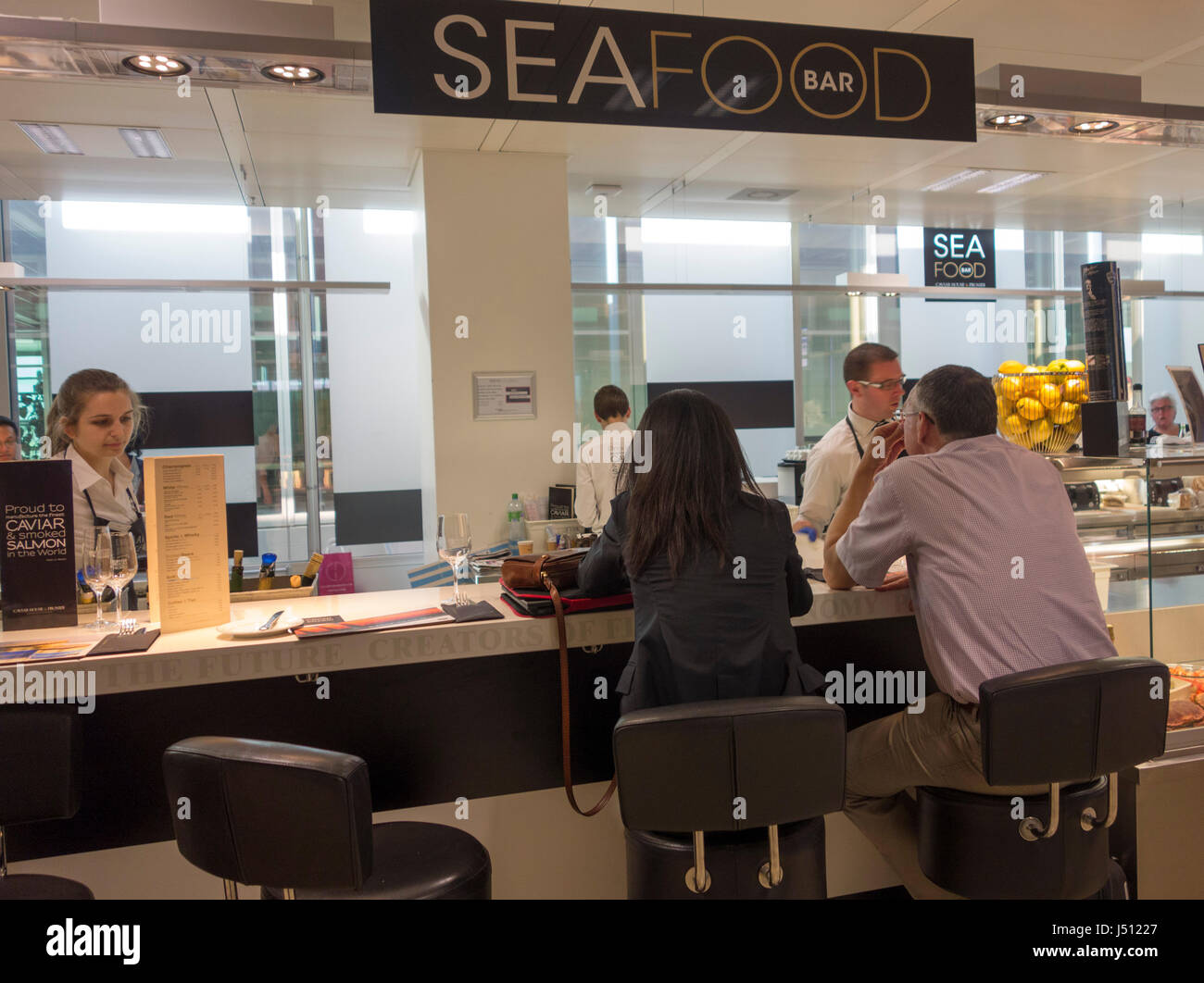 seafood restaurant, Geneva International airport, Switzerland Stock Photo