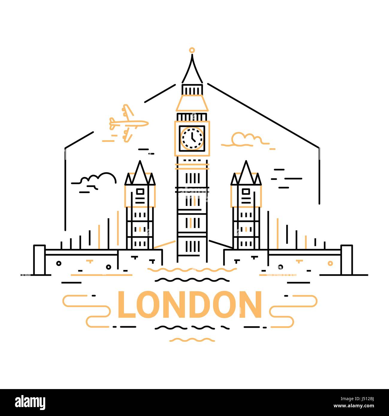 London - modern vector line travel illustration Stock Vector