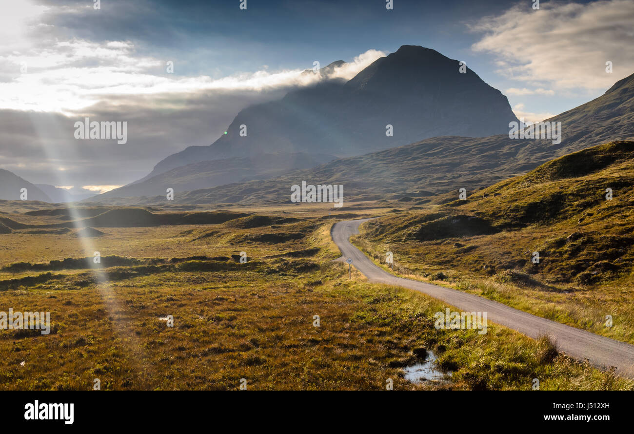 The distinctive Liathach mountain rises from Glen Torridon in the