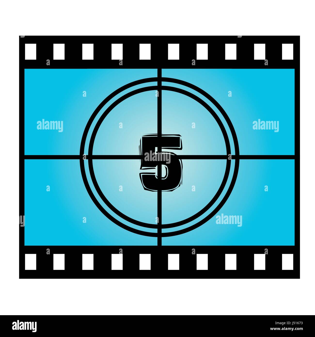Film Screen Countdown Number Five. Vector Movie Illustration Stock Vector