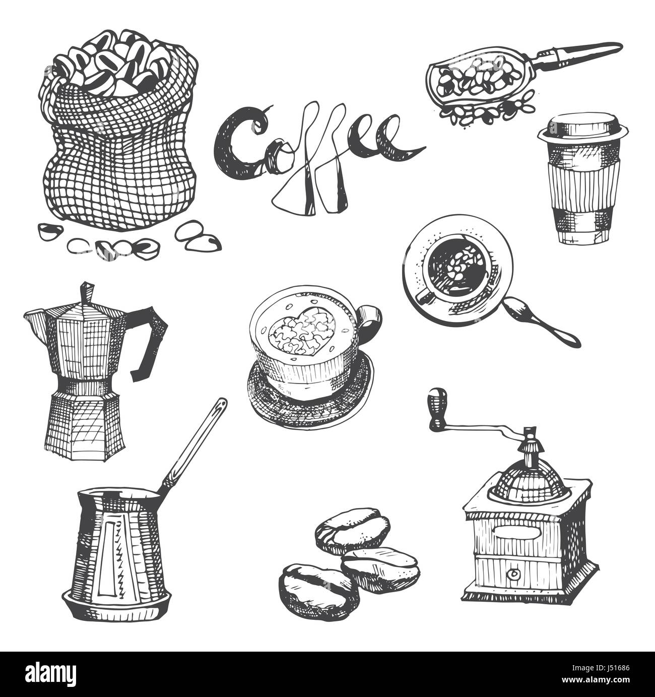 Coffee set Stock Vector Images - Alamy