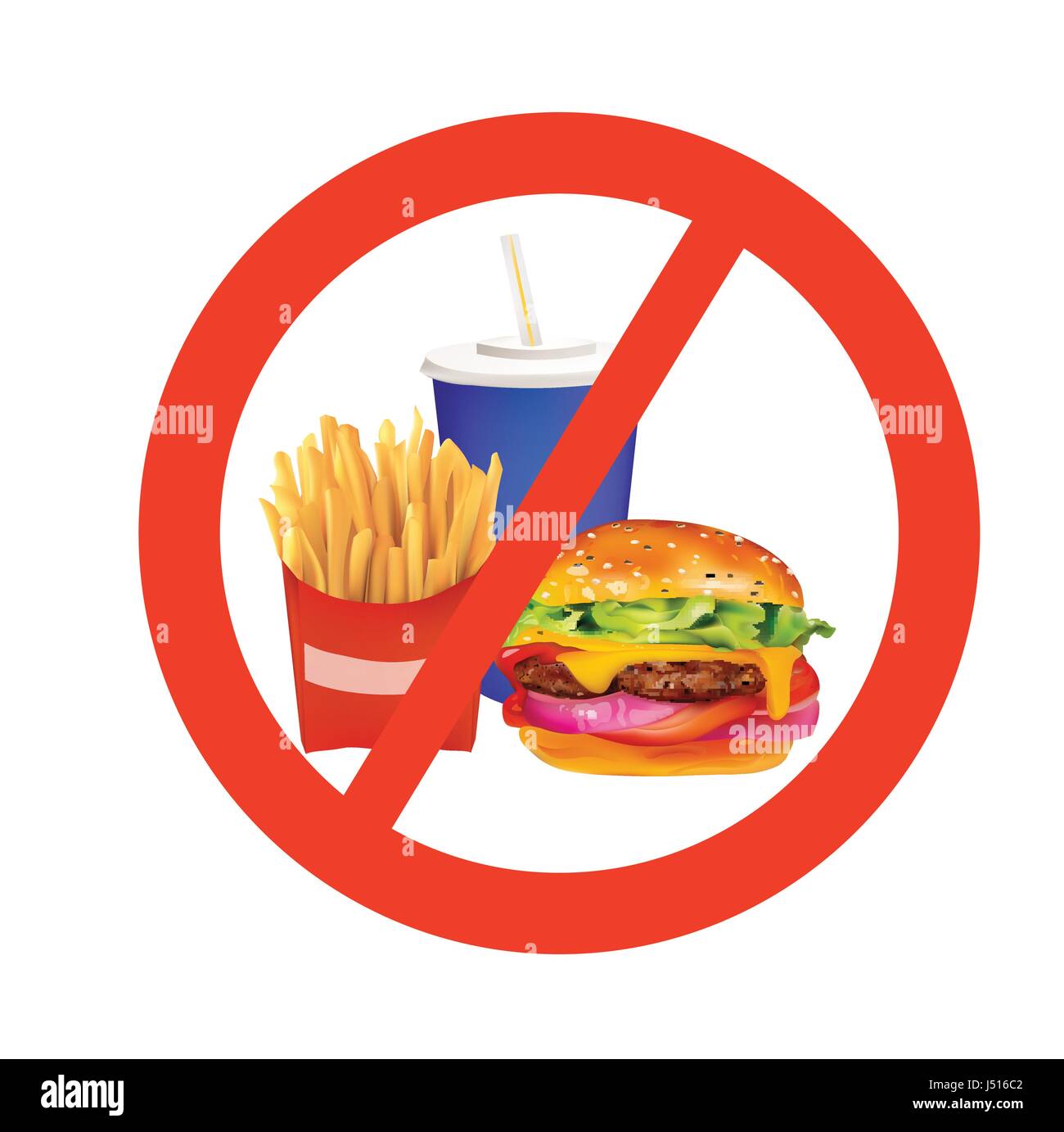 realistic fast food danger isolated illustration Stock Vector