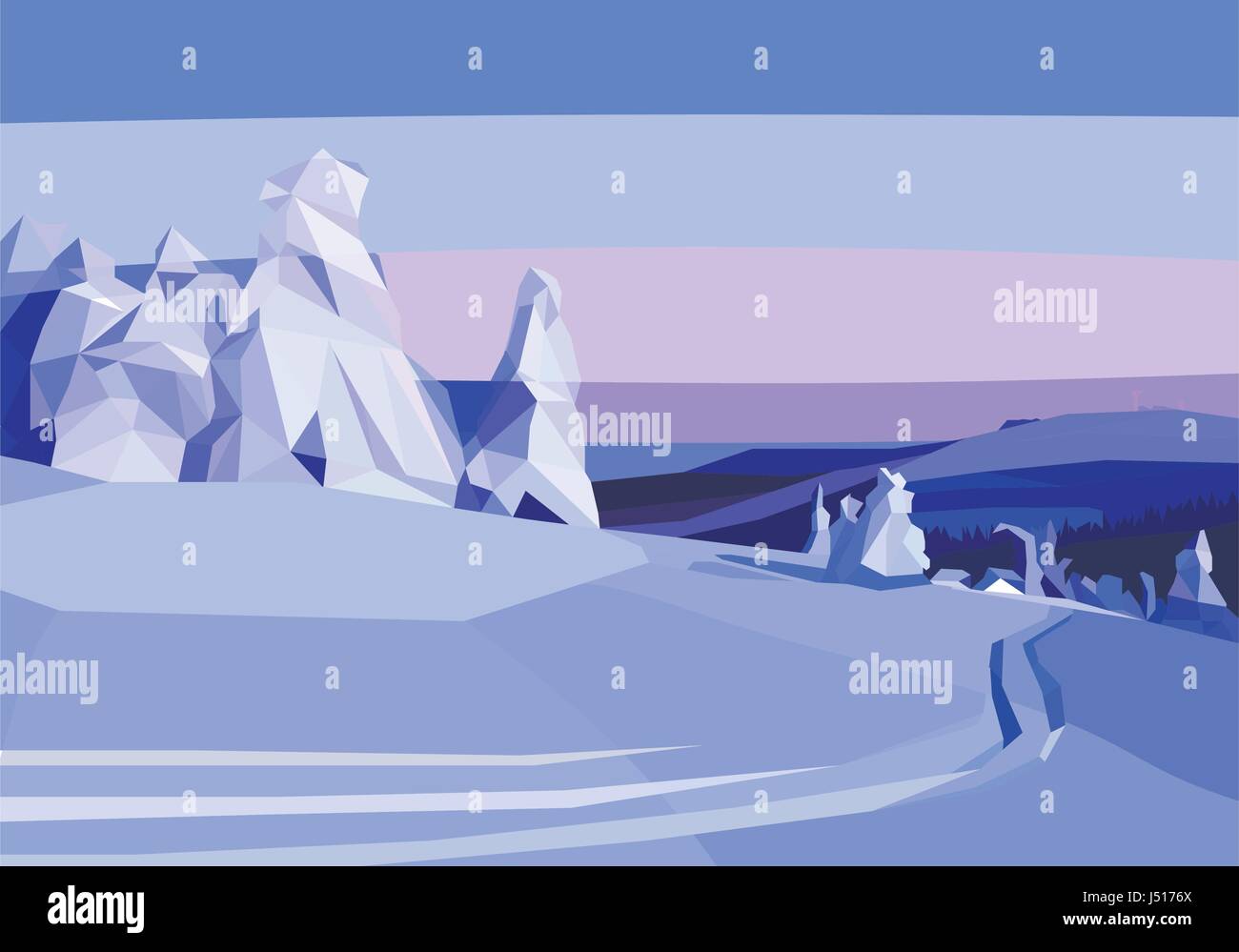 Field trees snow Stock Vector Images Alamy