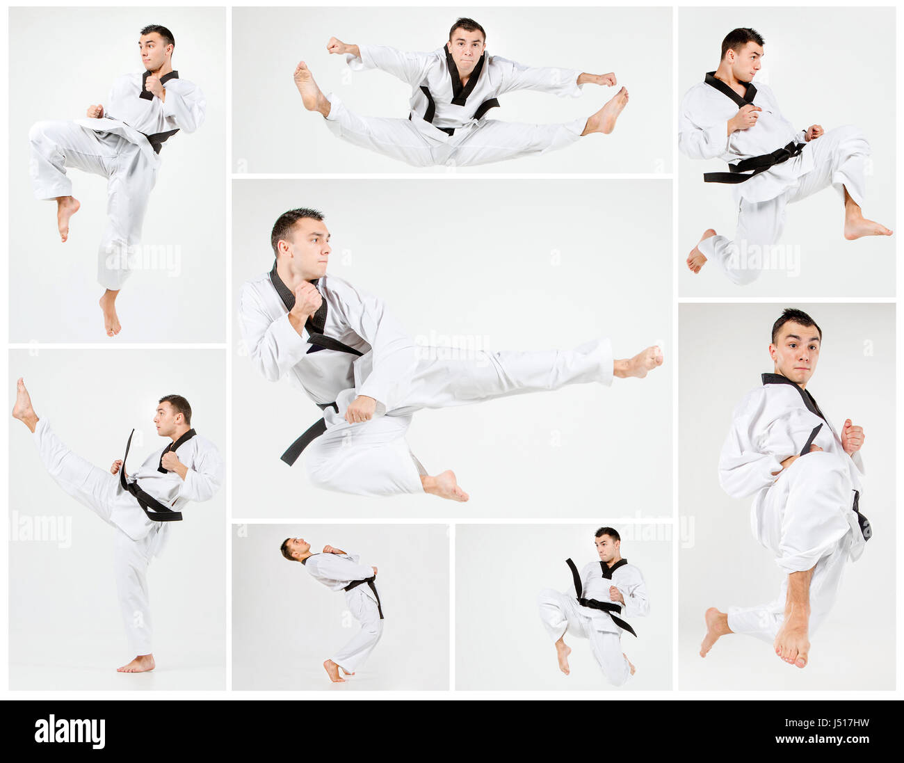 The karate man with black belt training karate Stock Photo - Alamy