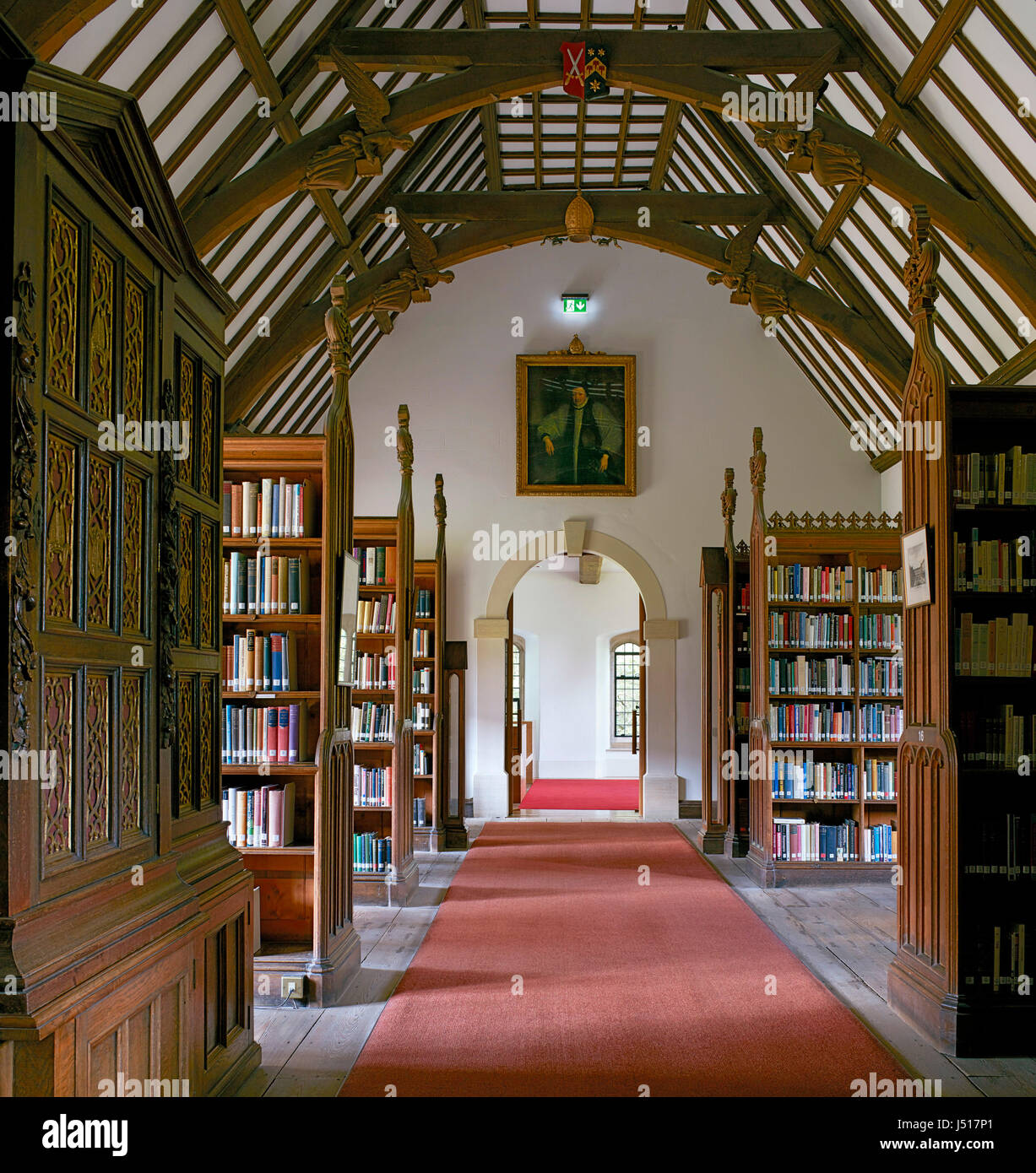 View into historic Laudian Library. St John's College, Oxford, Oxford