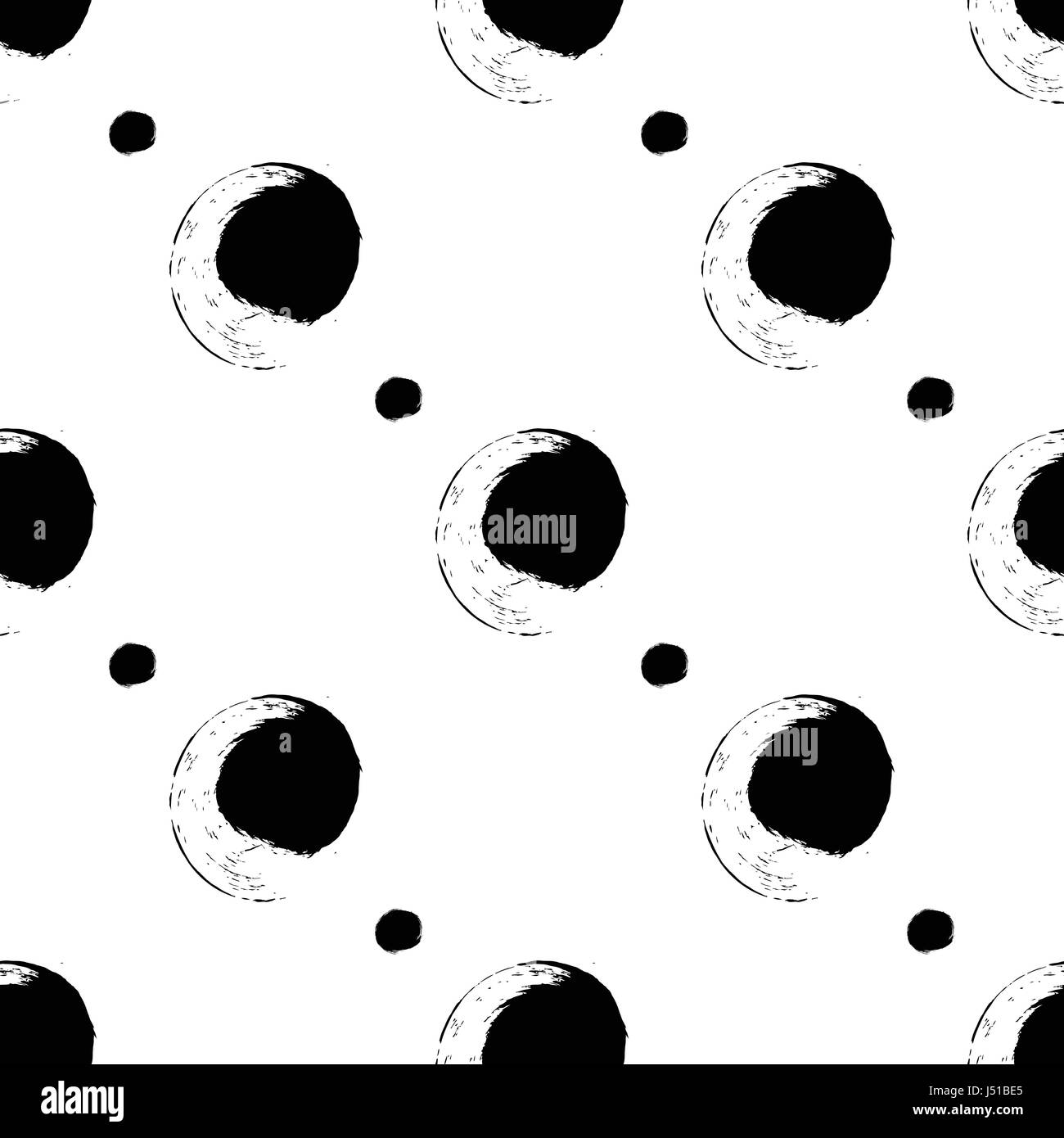 Seamless black and white pattern with abstract circles Stock Vector ...