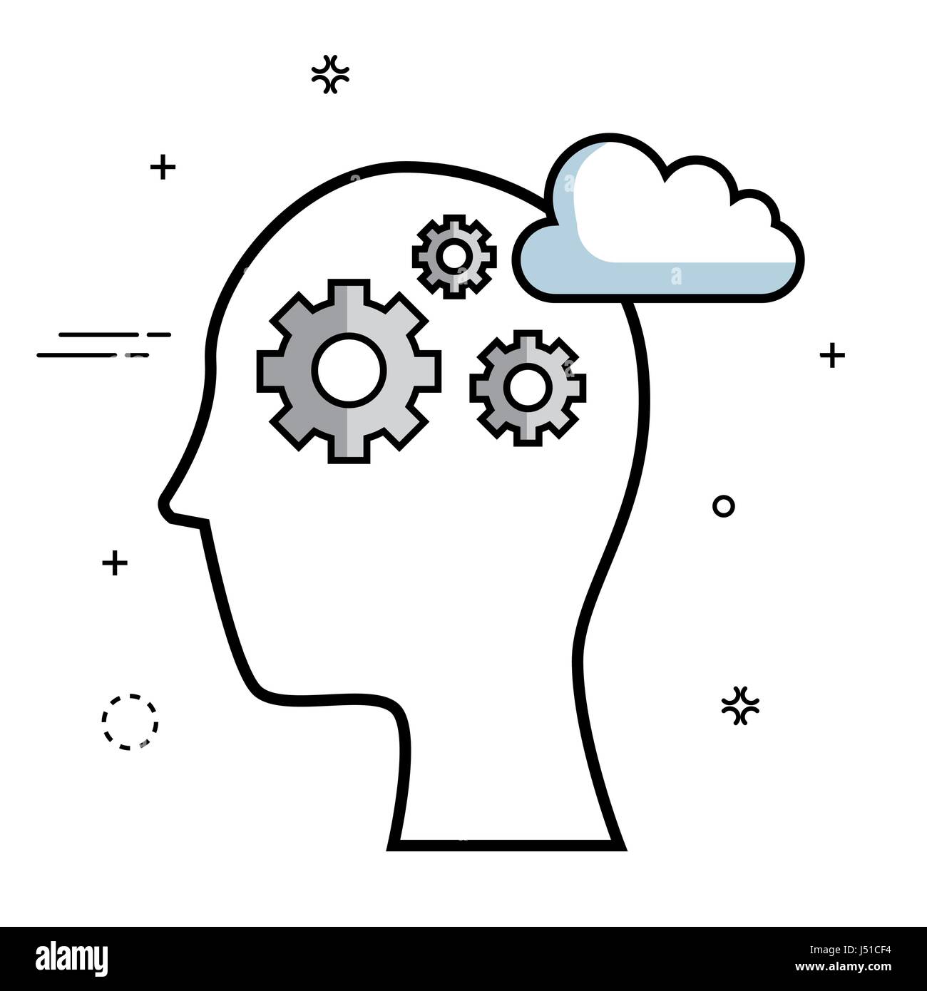 Head and gear wheels icon Stock Vector Image & Art - Alamy