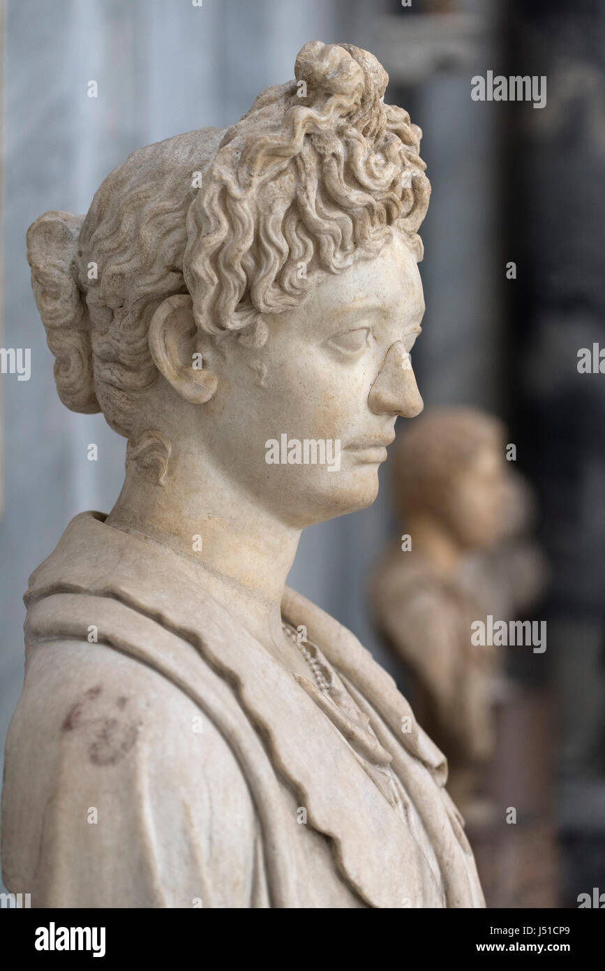 Rome. Italy. Portrait bust (79-81 A.D) of Julia Flavia (64-91 A.D), daughter of Titus, Braccio Nuovo, Museo Chiaramonti, Vatican Museums. Musei Vatica Stock Photo