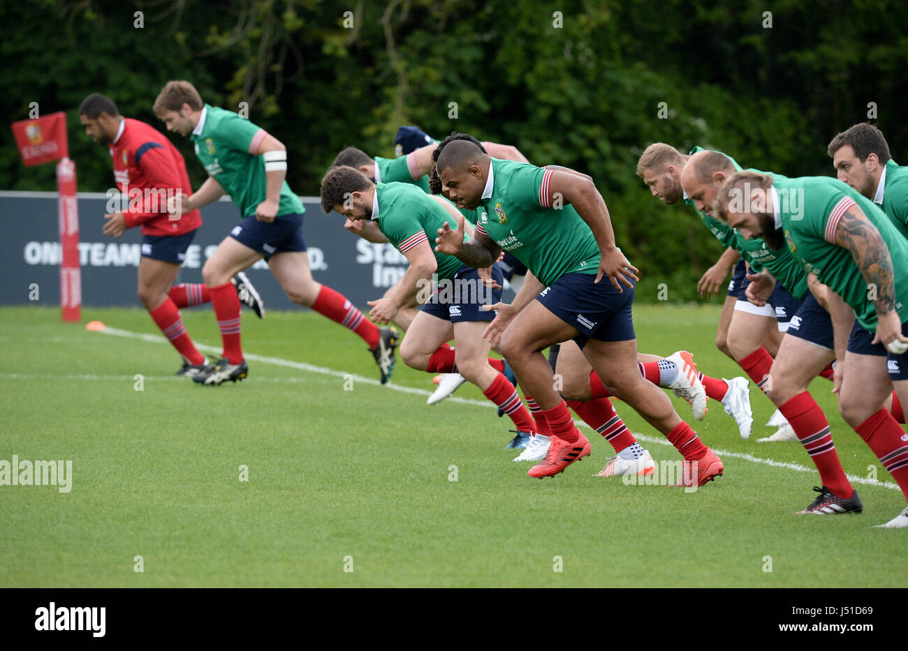 British and Irish Lions team during a training session at the WRU