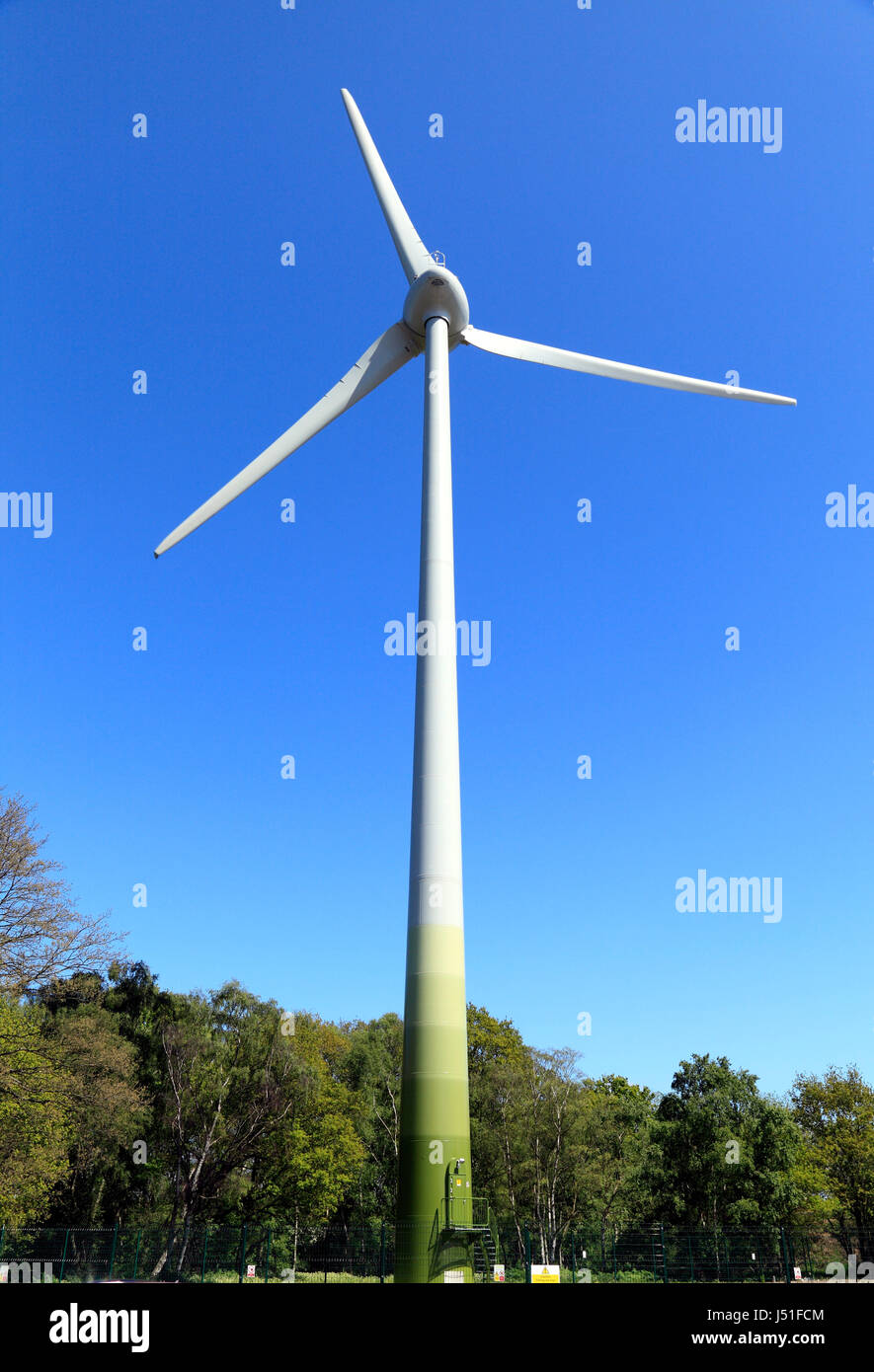 Inland Wind Turbine, Kings Lynn, Queen Elizabeth Hospital, Norfolk, England, UK Stock Photo