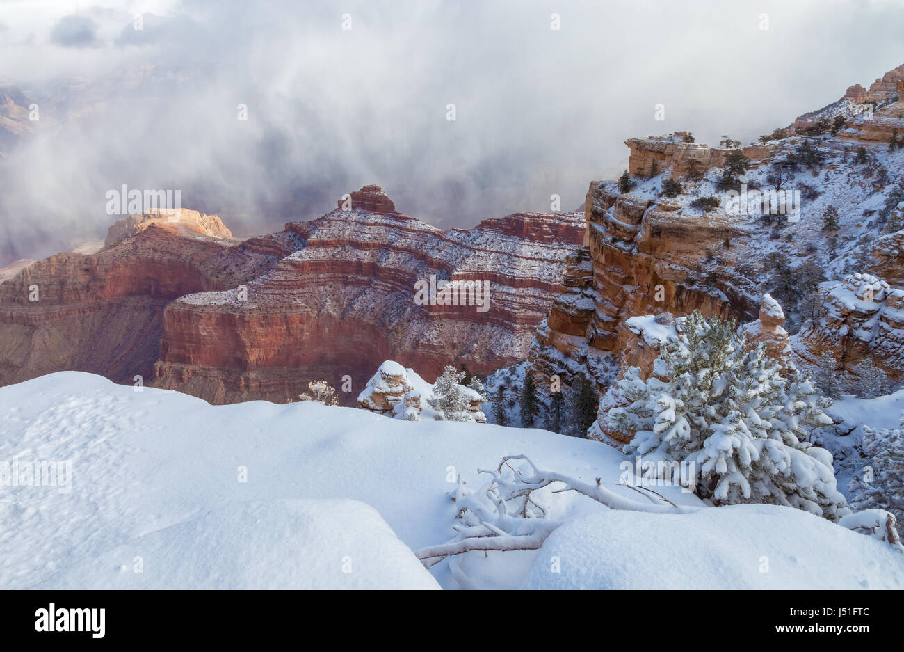 Grand Canyon National Park, Arizona, USA, after a winter snow storm ...