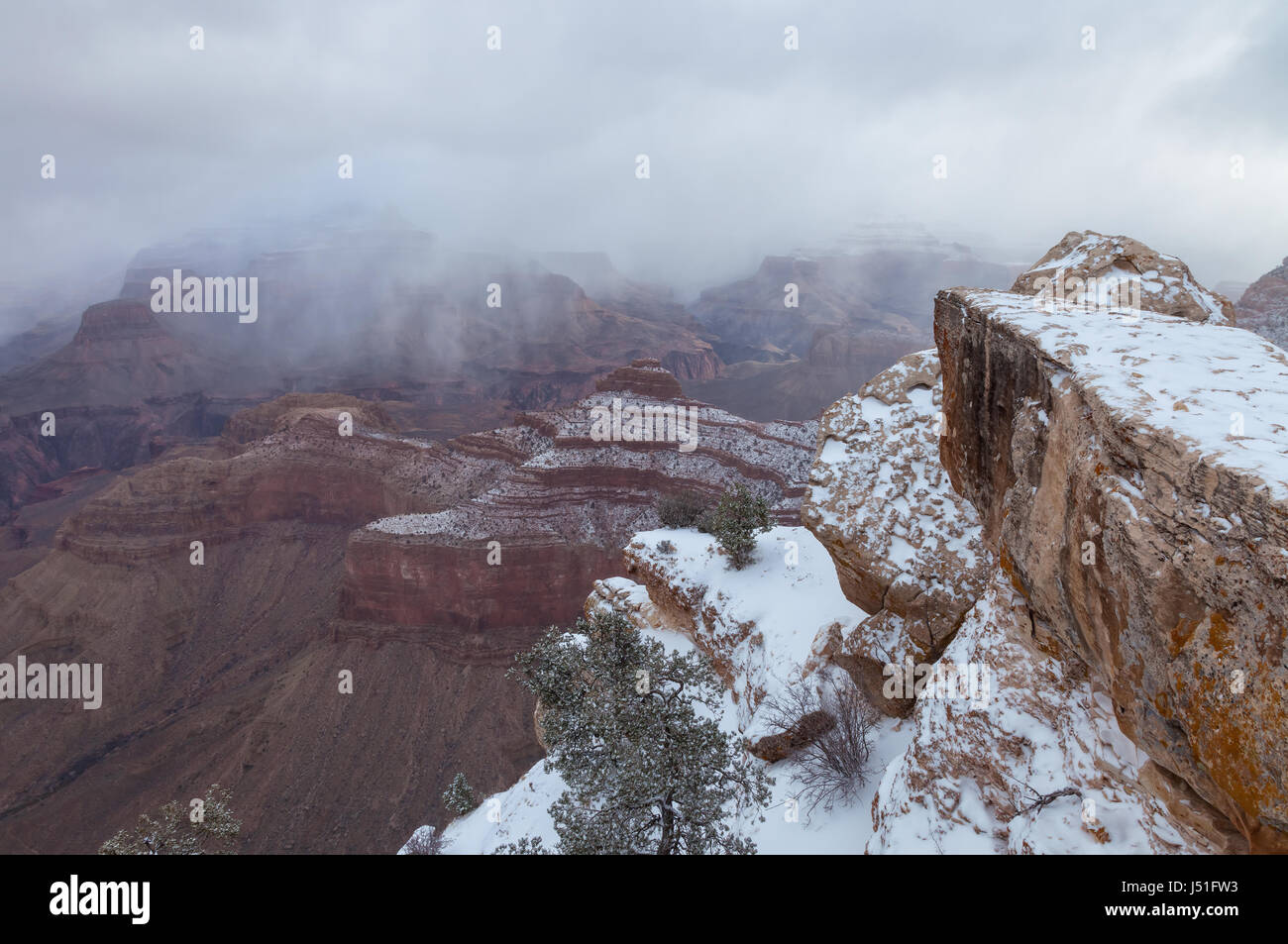 Grand Canyon National Park, Arizona, USA, after a winter snow storm ...