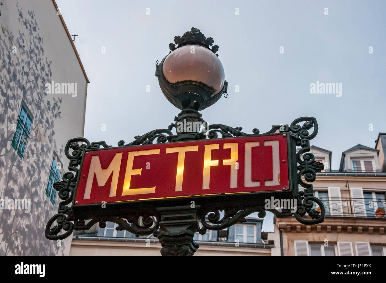 Paris Metro subway sign Stock Photo