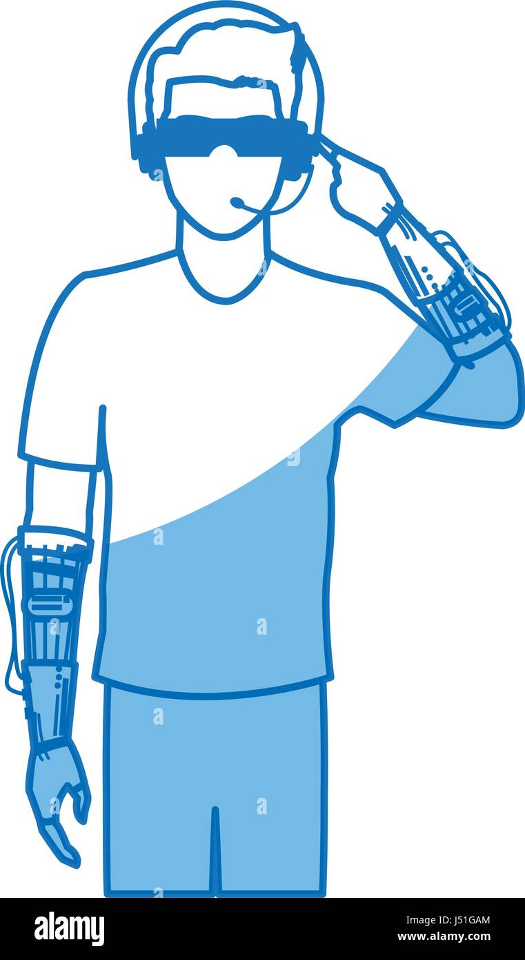 guy wearing vr headset - virtual reality glasses concept Stock Vector ...