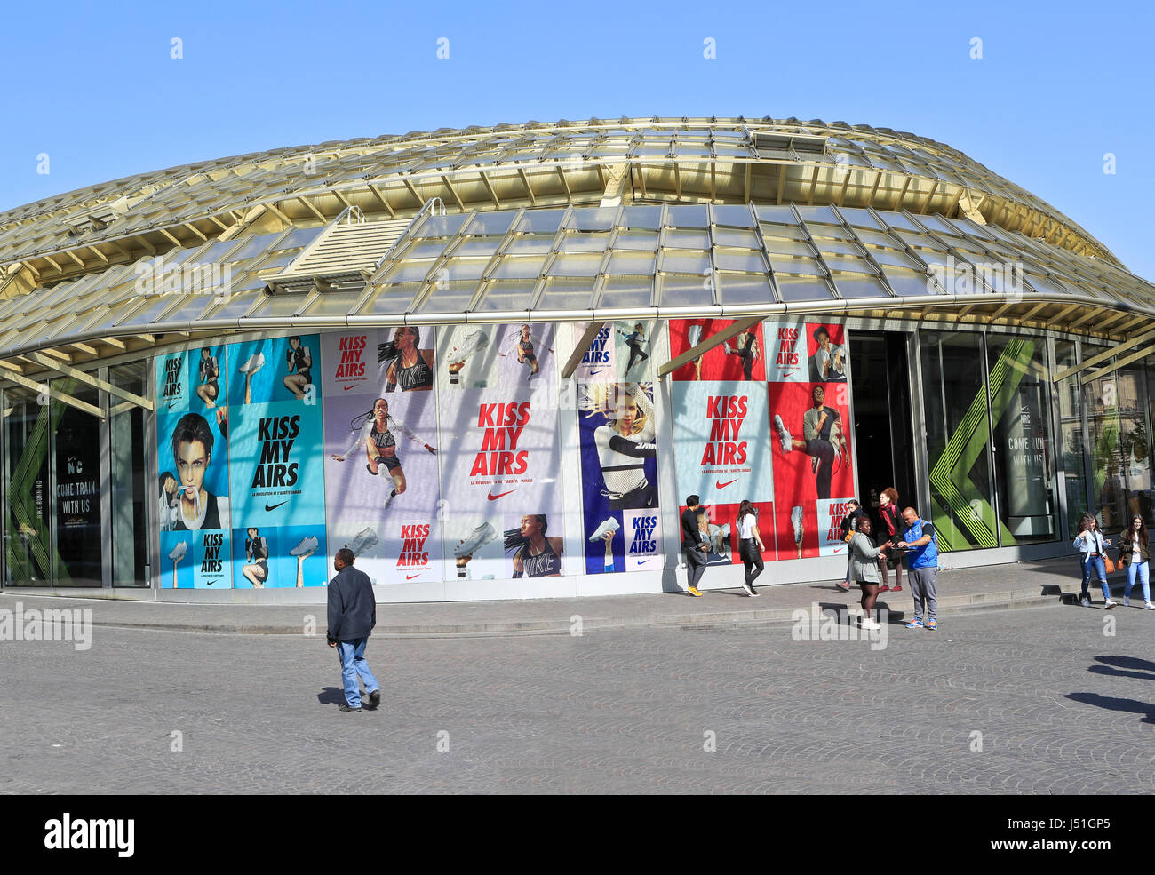 Street scene in front of nike store, forum les halles Stock Photo - Alamy