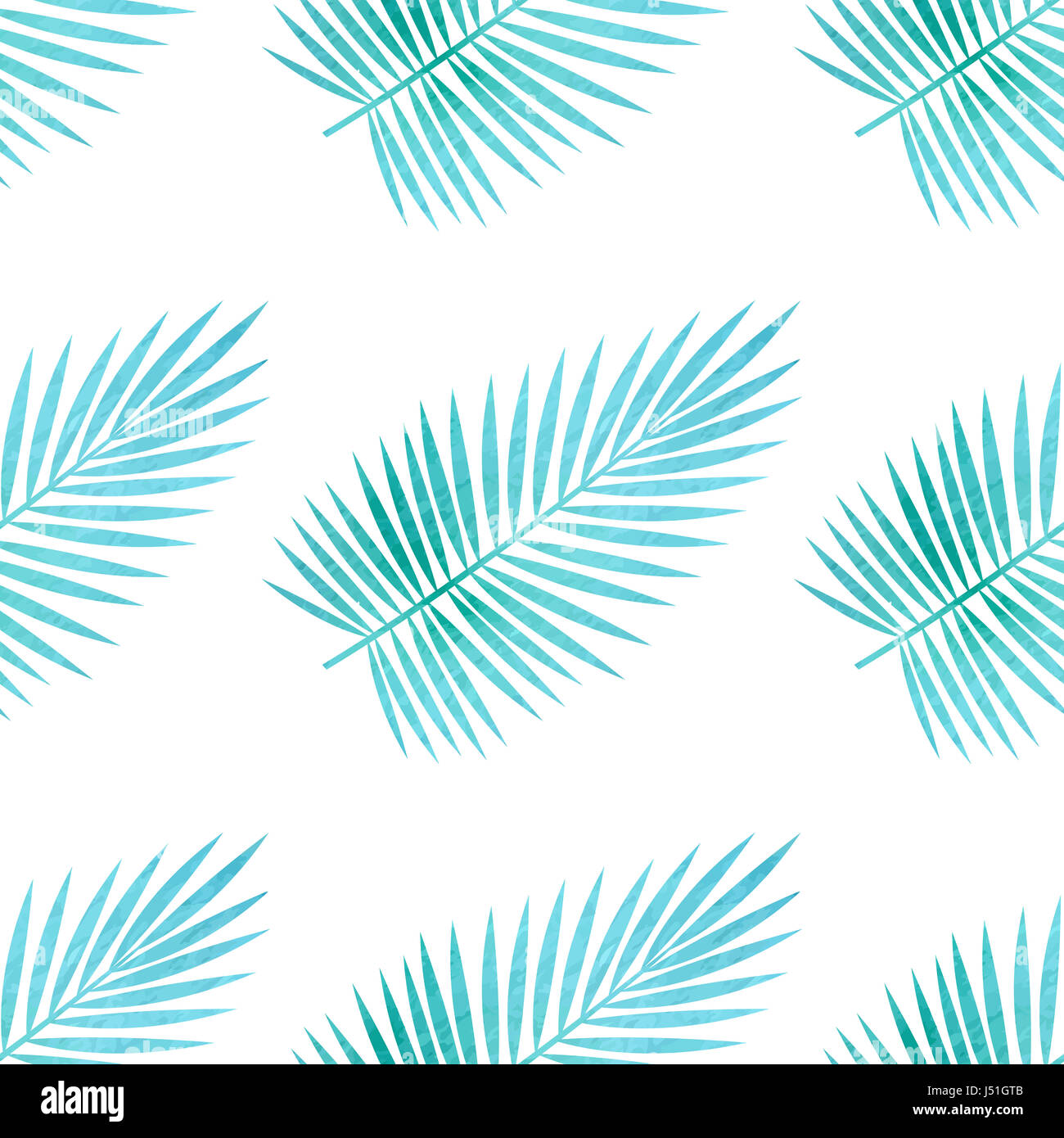 Tropical seamless pattern with green watercolor palm leaves on a white ...