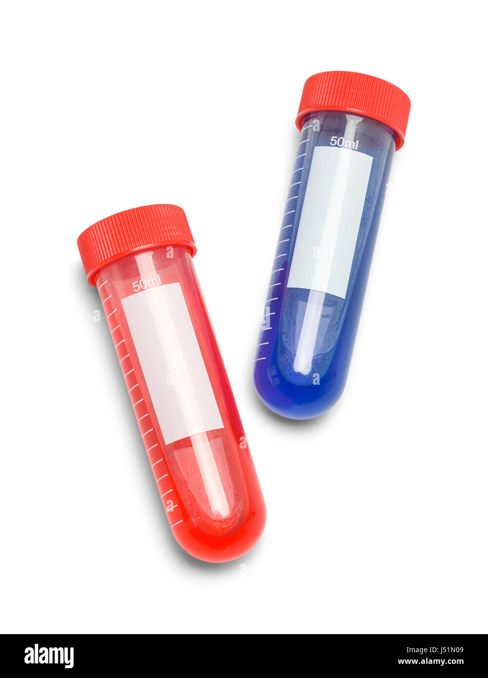 Red and Blue Test Tubes Isolated on White Background Stock Photo Alamy