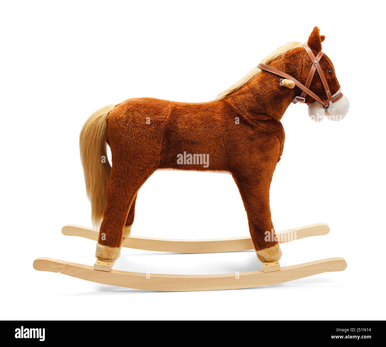 Toy Rocking Horse Isolated on White Background. Stock Photo