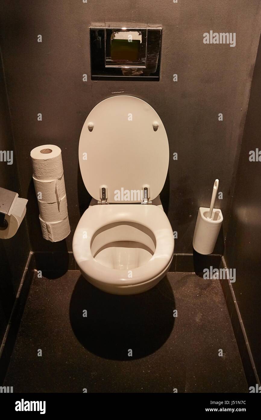 Toilet seat open Stock Photo - Alamy