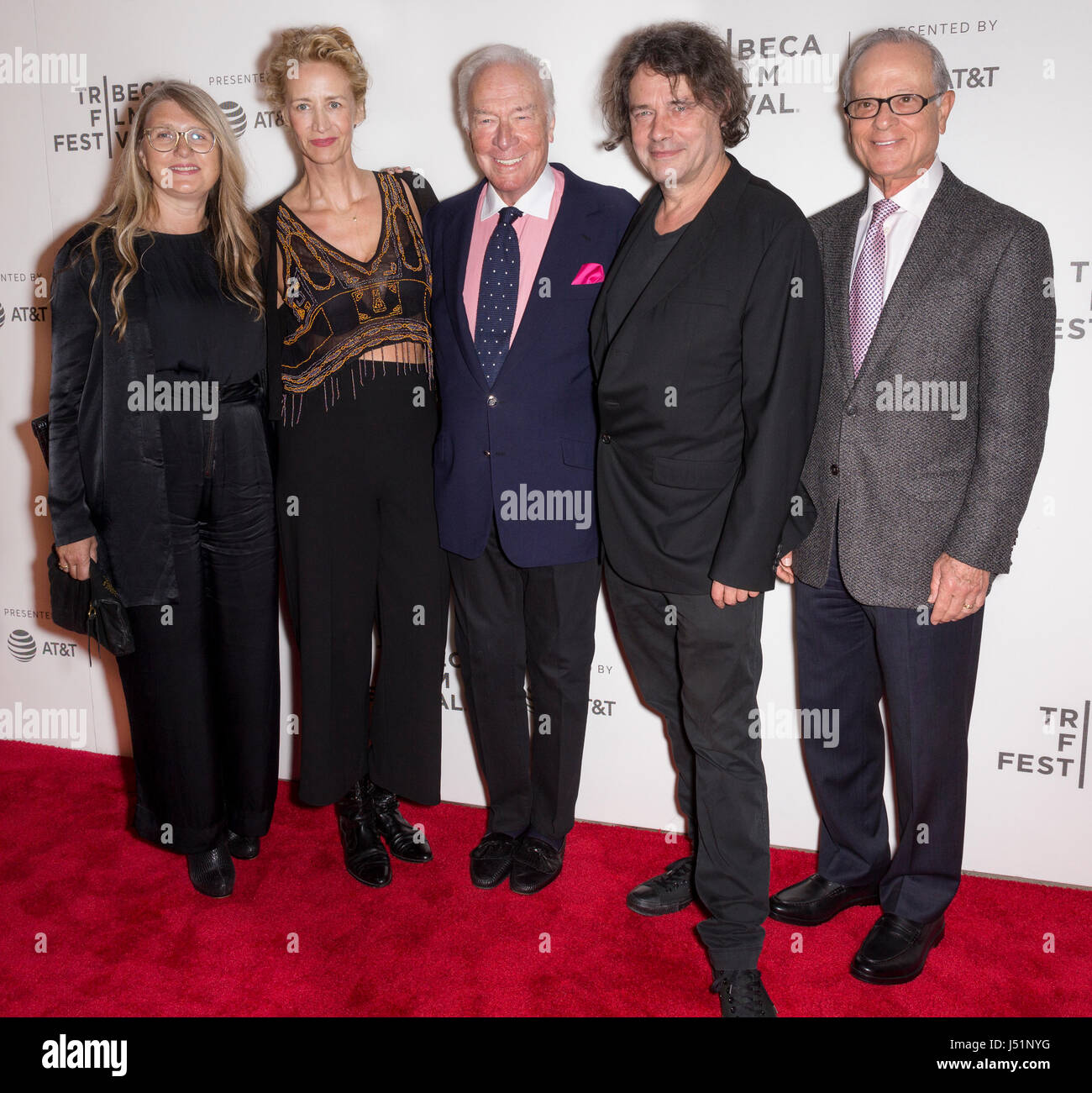 NEW YORK, NY - APRIL 26, 2017: (L-R) Guest, Janet Mc Teer, Christopher Plummer, David Leveaux and Lou Pitt attend 'The Exception' screening during the Stock Photo