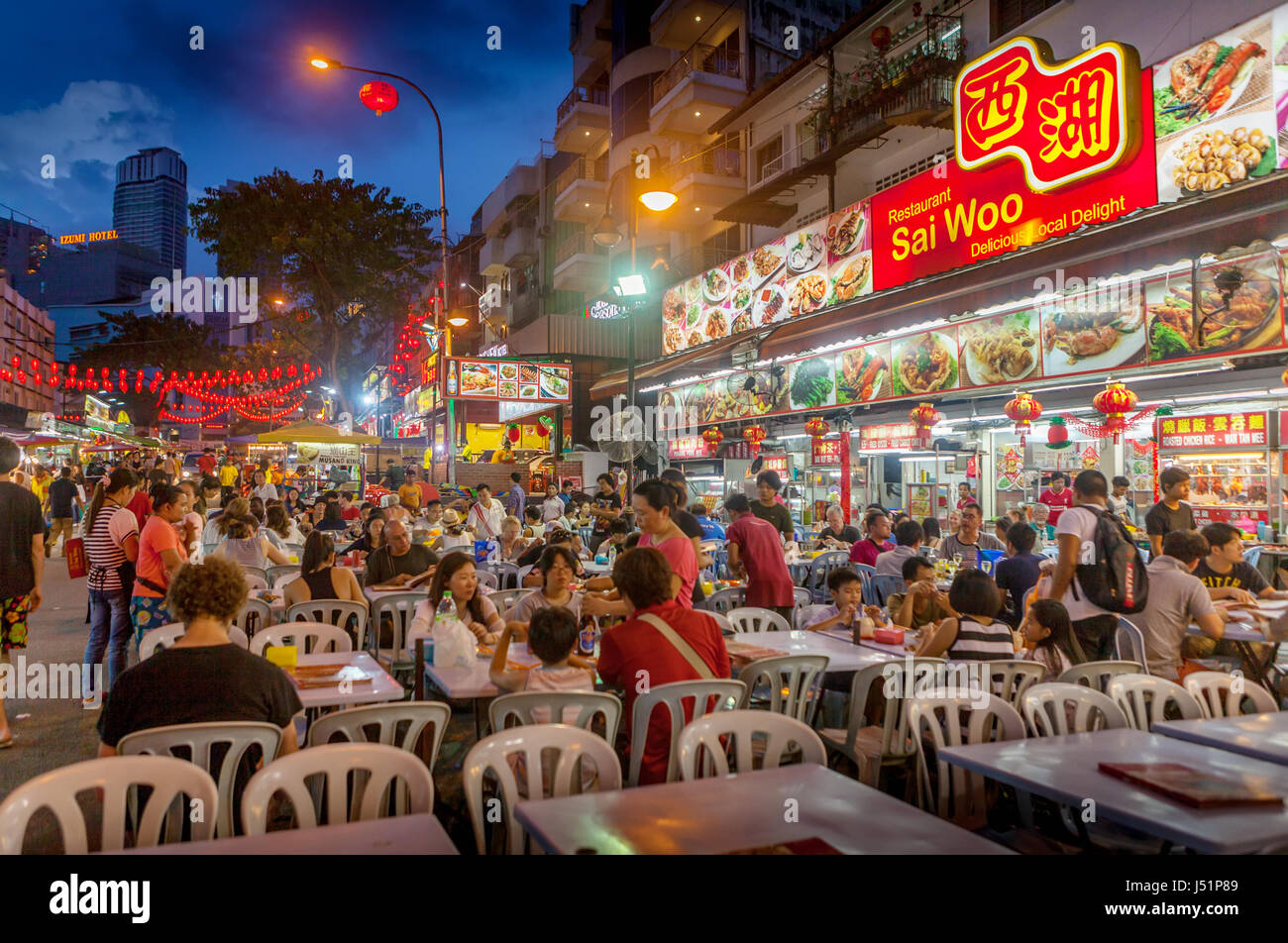 Jalan Alor or Eat Street is a major tourist attraction in Kuala Lumpur, Malaysia. Stock Photo