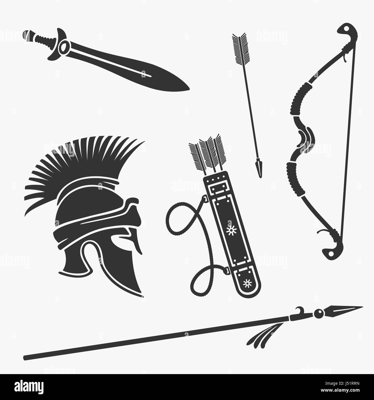 Element Set Ancient Weapon and Armor Stock Vector