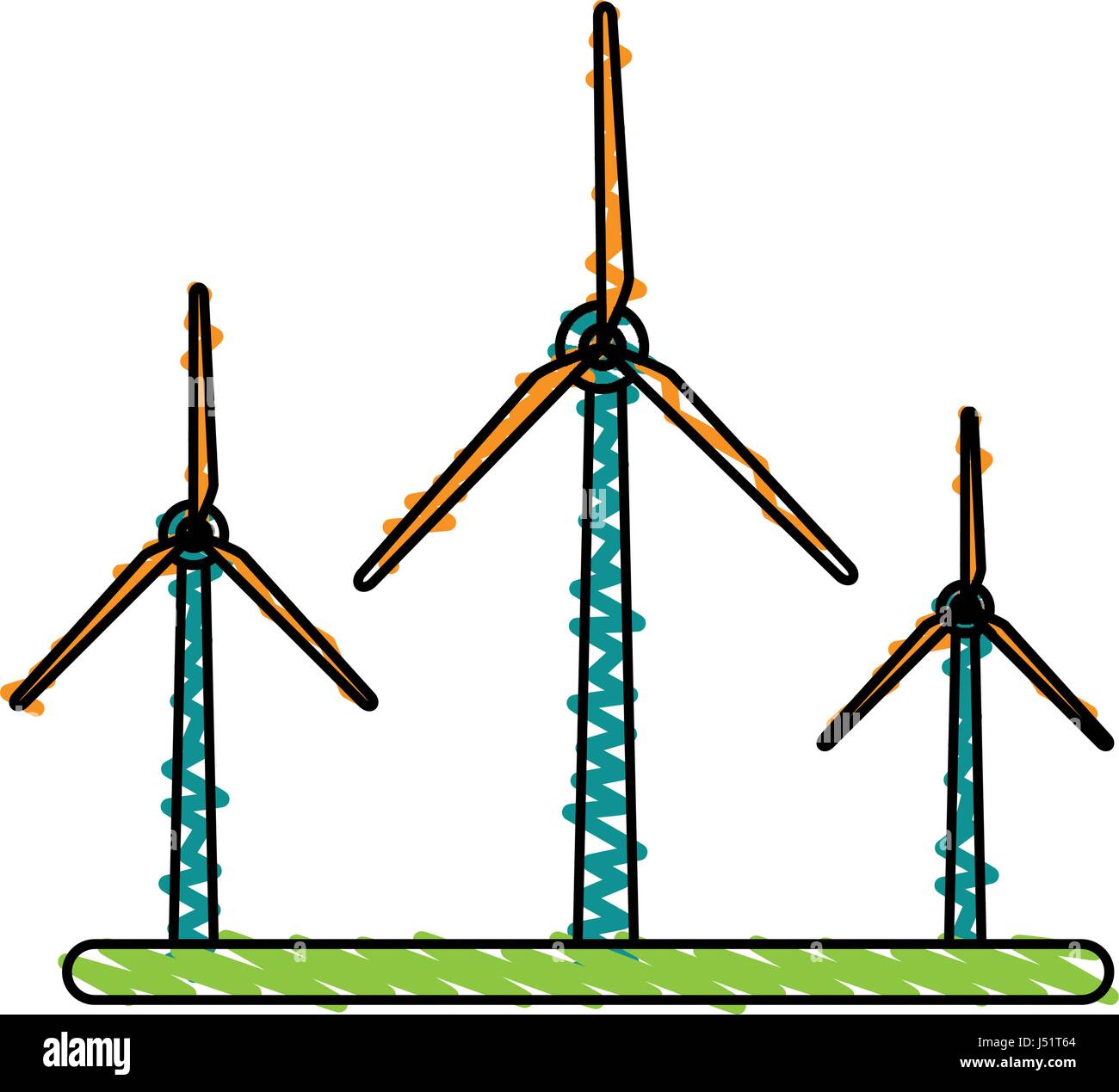 color crayon stripe image wind turbine eolic energy Stock Vector Image ...