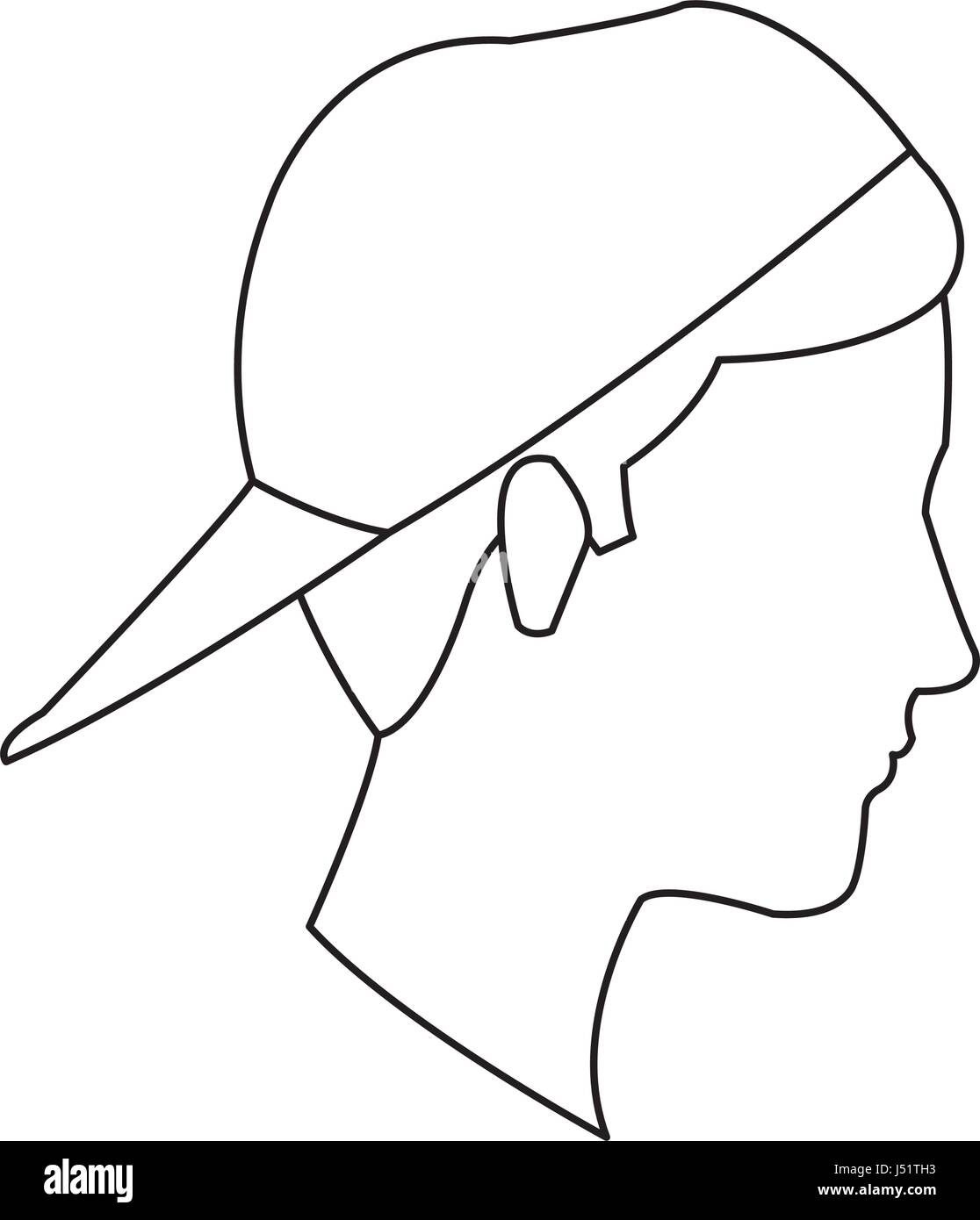 avatar head guy young profile outline Stock Vector