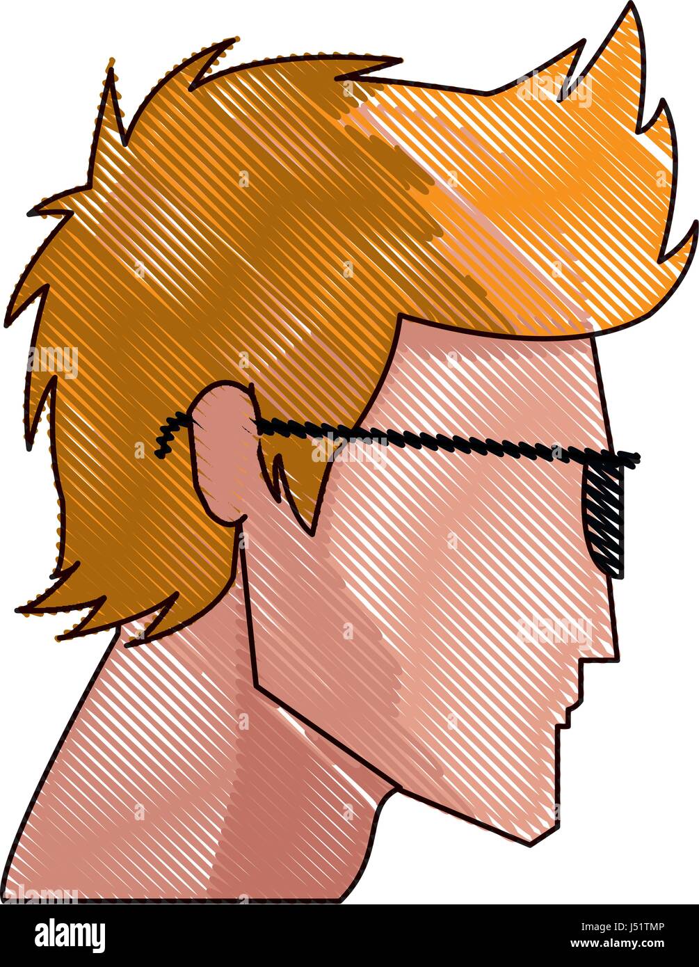 drawing profile blond head young man sunglasses Stock Vector Image ...
