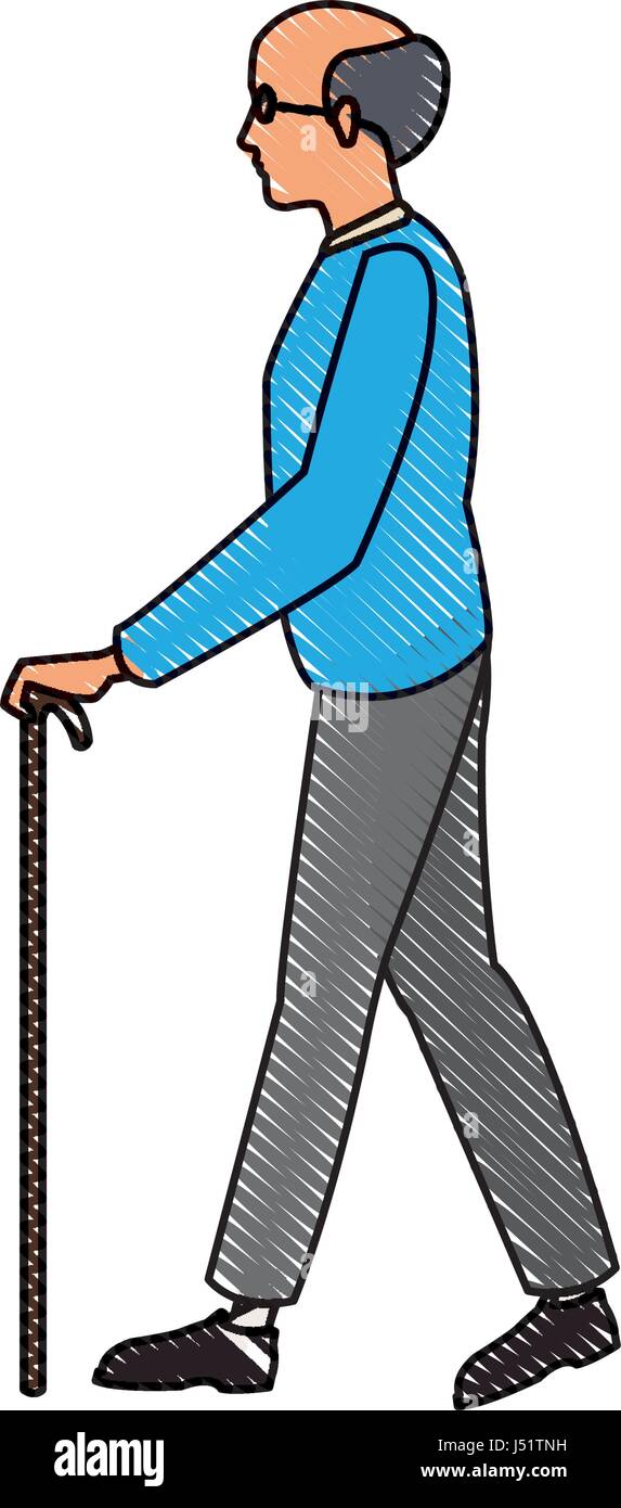 Easy Dapper Man Walking With Cane Newspaper Sketch Drawing with Pencil