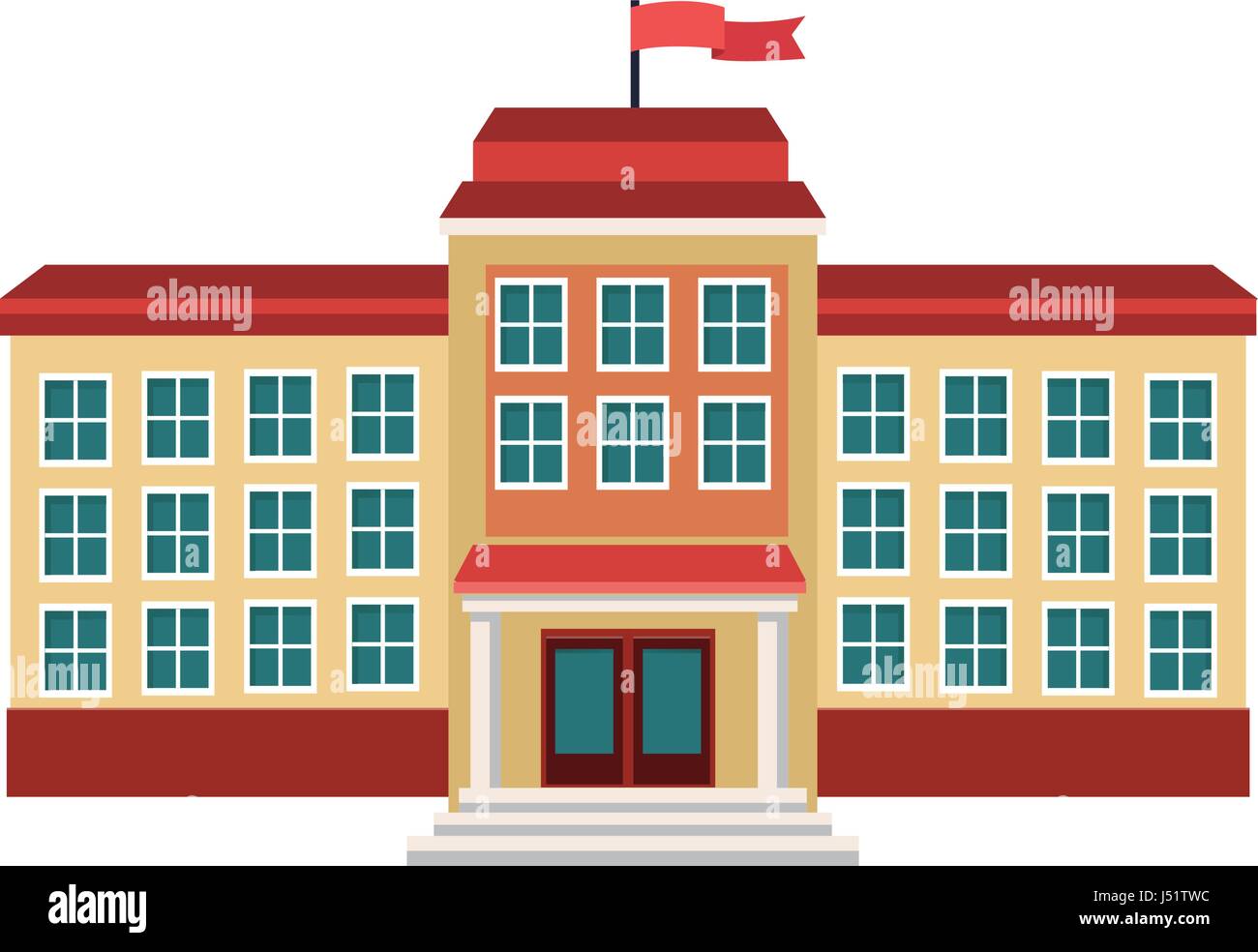 school building facade flag windows Stock Vector Image & Art - Alamy