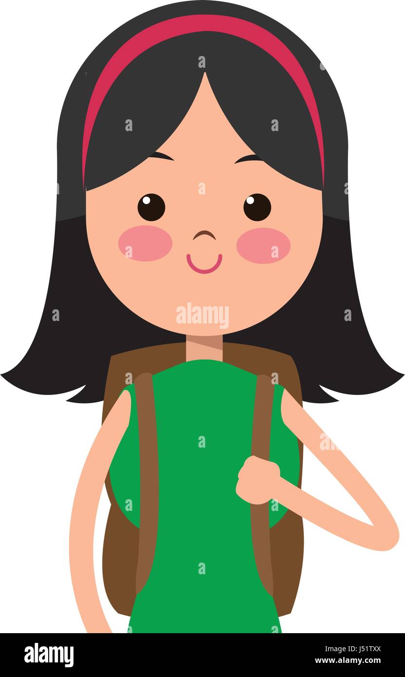cute girl student elementary cheerful Stock Vector Image & Art - Alamy