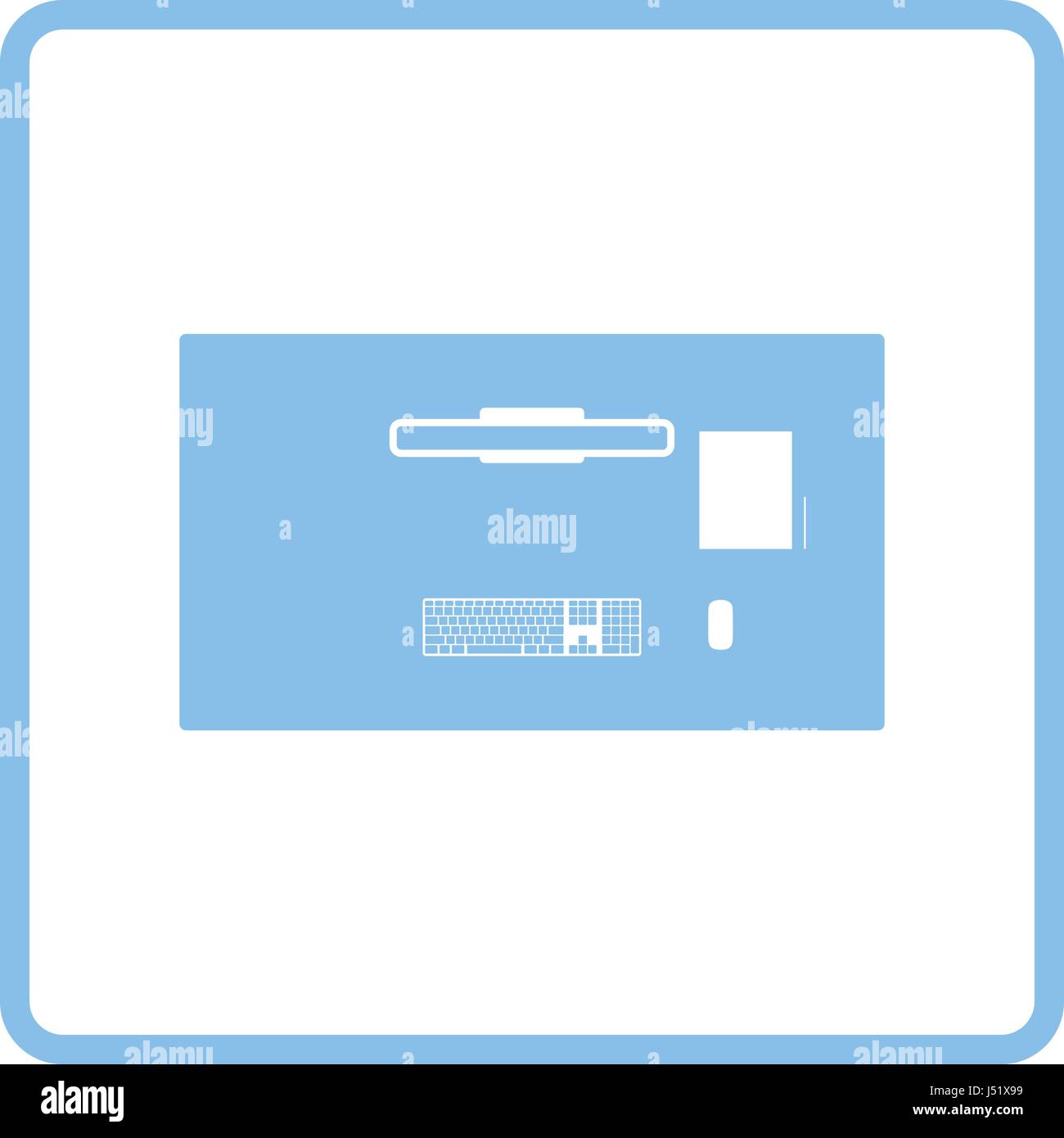 Office table top view icon. Blue frame design. Vector illustration ...