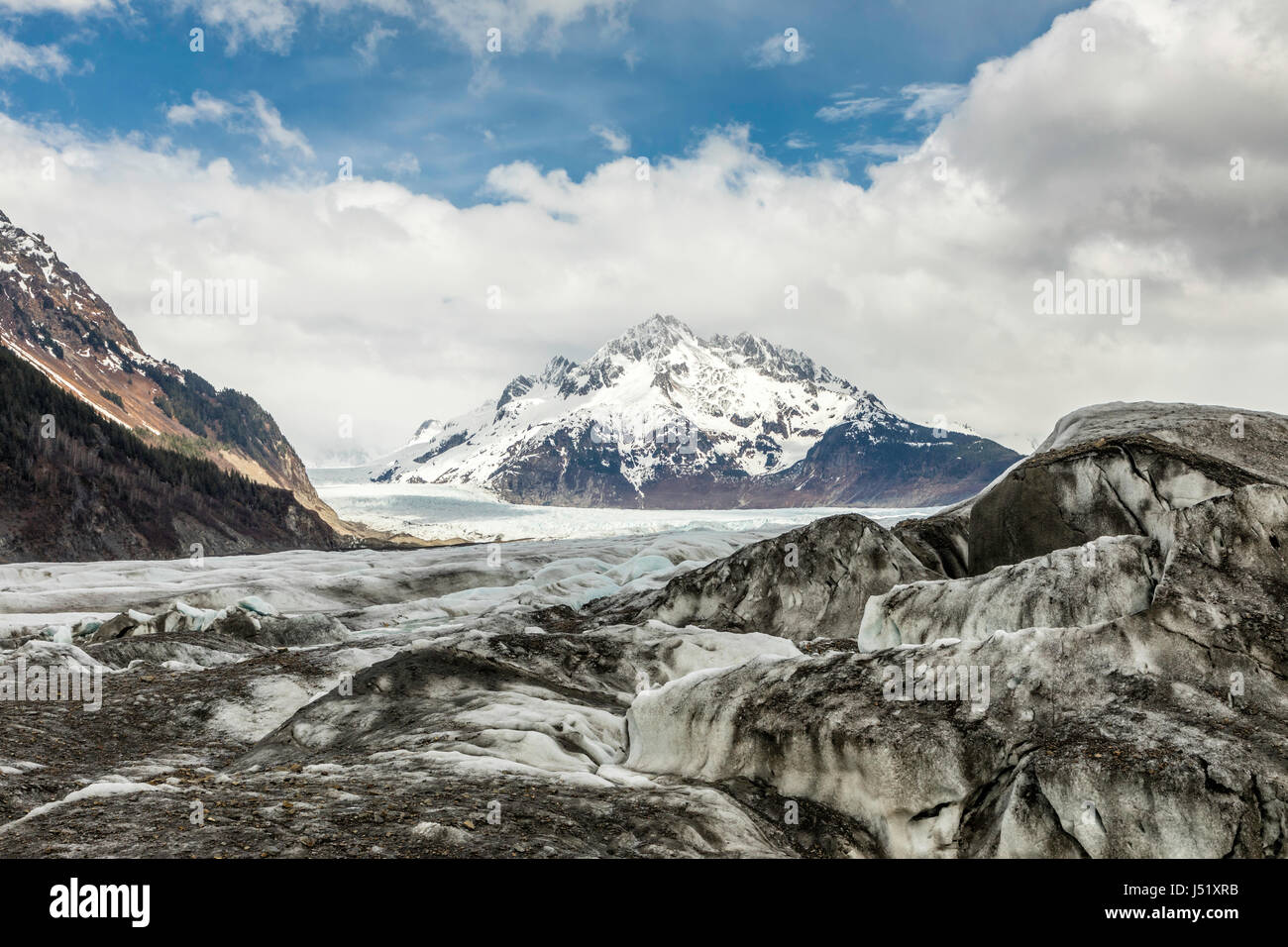 Terminus of Sheridan Glacier in Chugach National Forest in Southcentral Alaska. Stock Photo