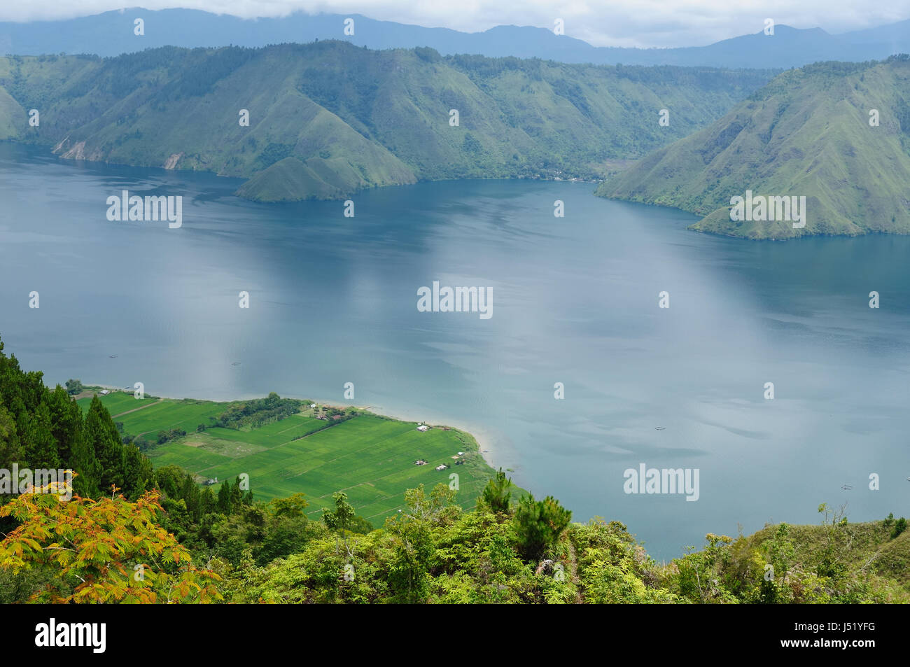 Indonesia, North Sumatra, View from the Samosir island to Danau Toba (Toba lake) Stock Photo