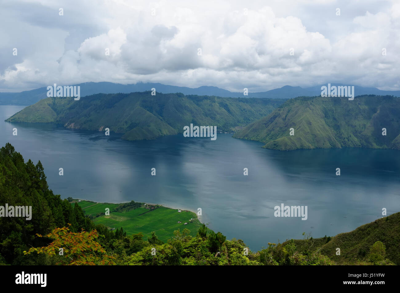 View from the Samosir island to Danau Toba (Toba lake), Indonesia, North Sumatra Stock Photo