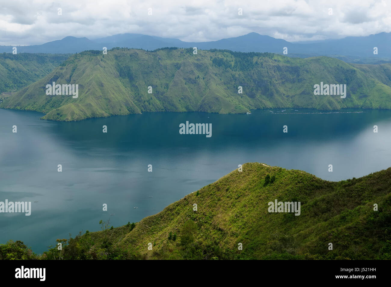 View from hills on an island Samosir to the Taba lake, Indonesia Stock Photo