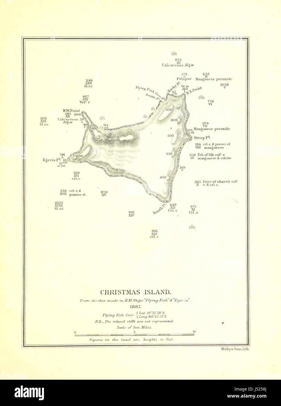 Report on Christmas Island, Indian Ocean. H.M.S. “Egeria,” 1887. [Signed: Pelham Aldrich, Captain R.N. With a map.] Stock Photo