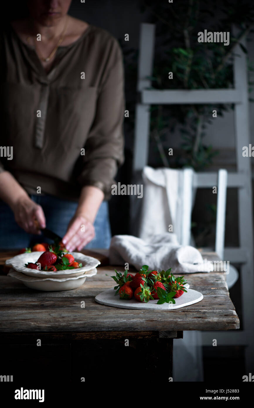 Strawberries in country kitchen hi-res stock photography and images - Alamy