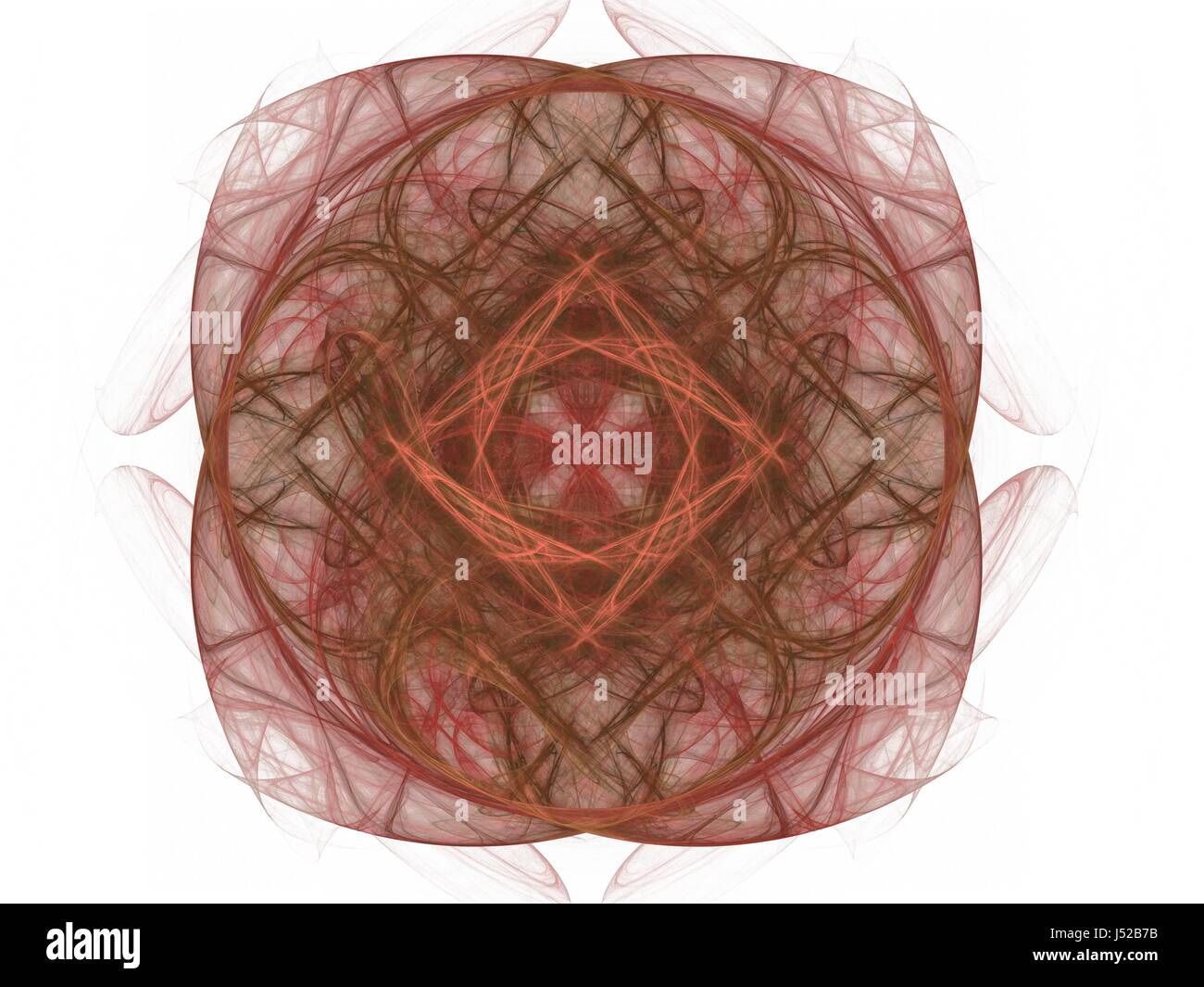 3D rendering with red square floral pattern in the form of an abstract ...