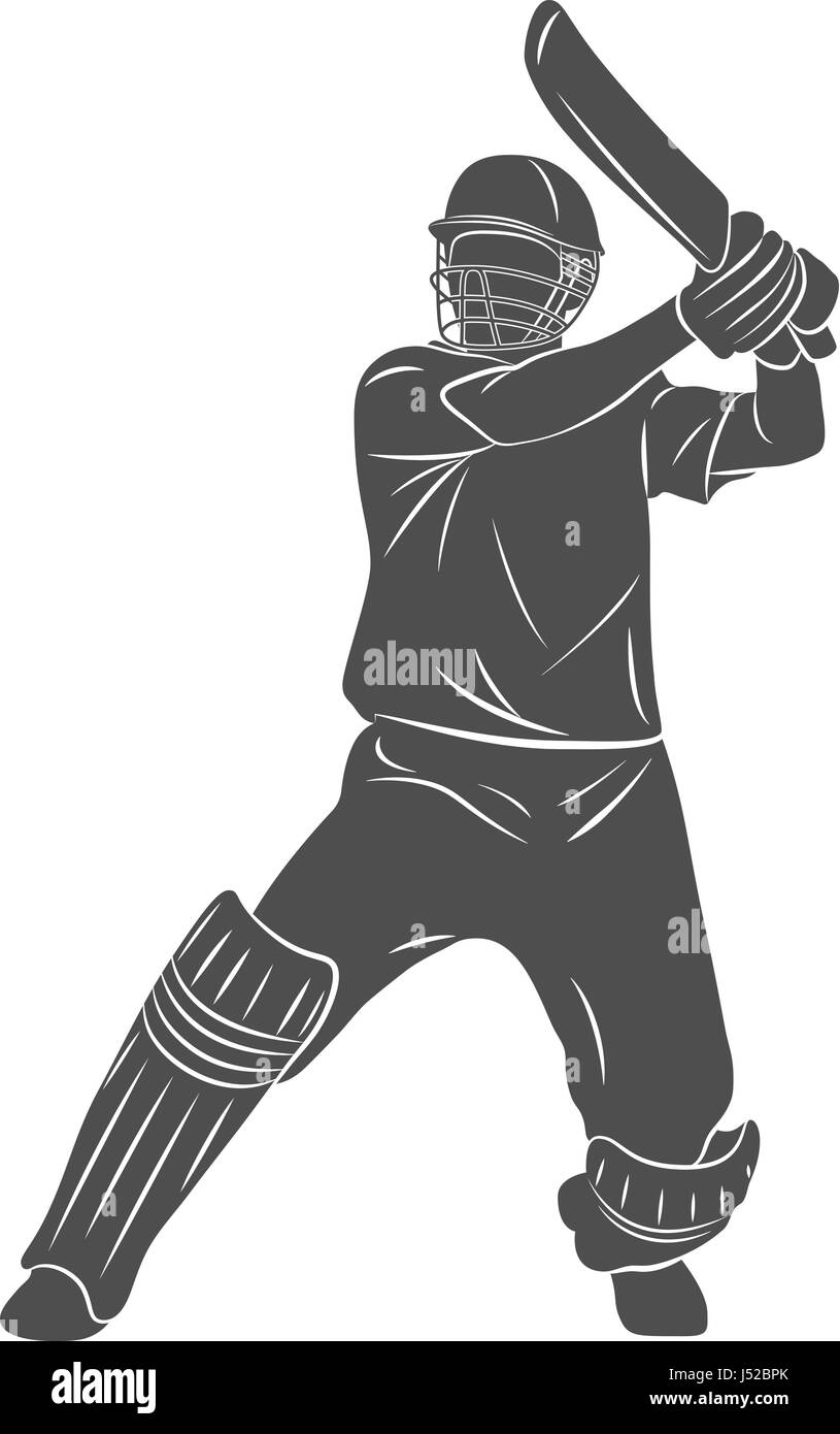 Abstract batsman playing cricket Stock Vector
