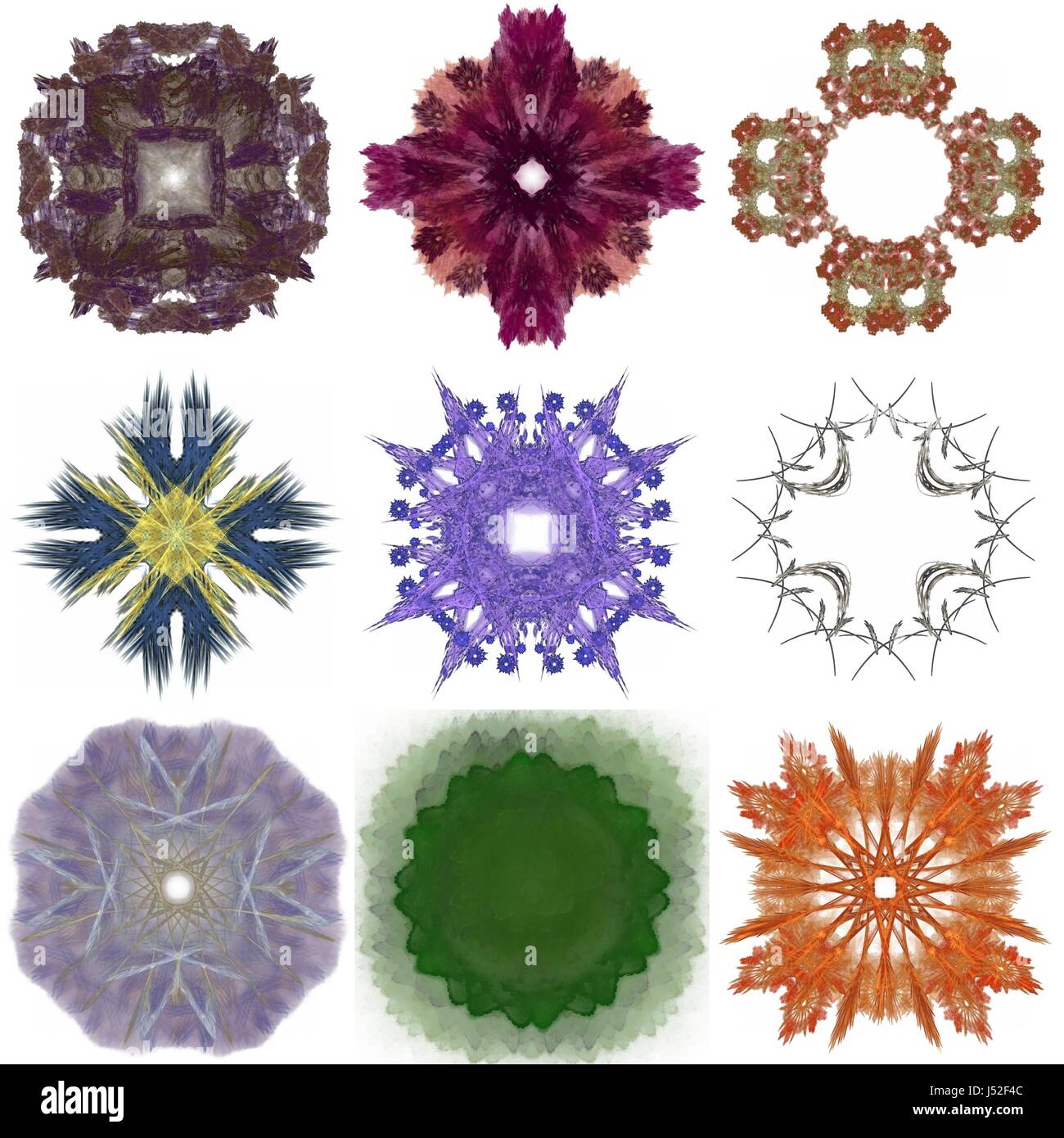 Set of different colored patterns on an abstract fractal Stock Photo ...