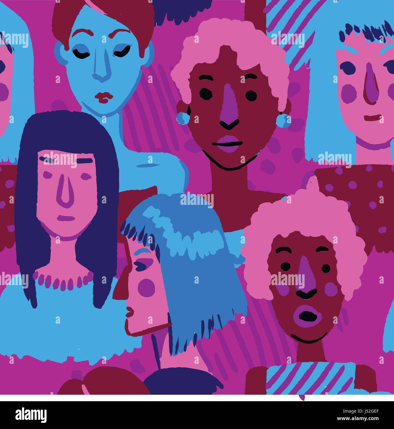 colorful girls seamless pattern Stock Vector Image & Art - Alamy