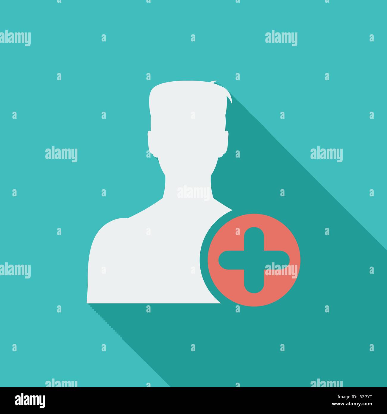 Add to friends icon. Flat vector related icon with long shadow for web and mobile applications. It can be used as - logo, pictogram, icon, infographic Stock Vector