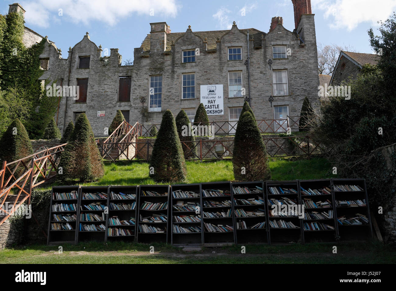 The castle bookshop in Hay on Wye Powys Mid Wales Stock Photo